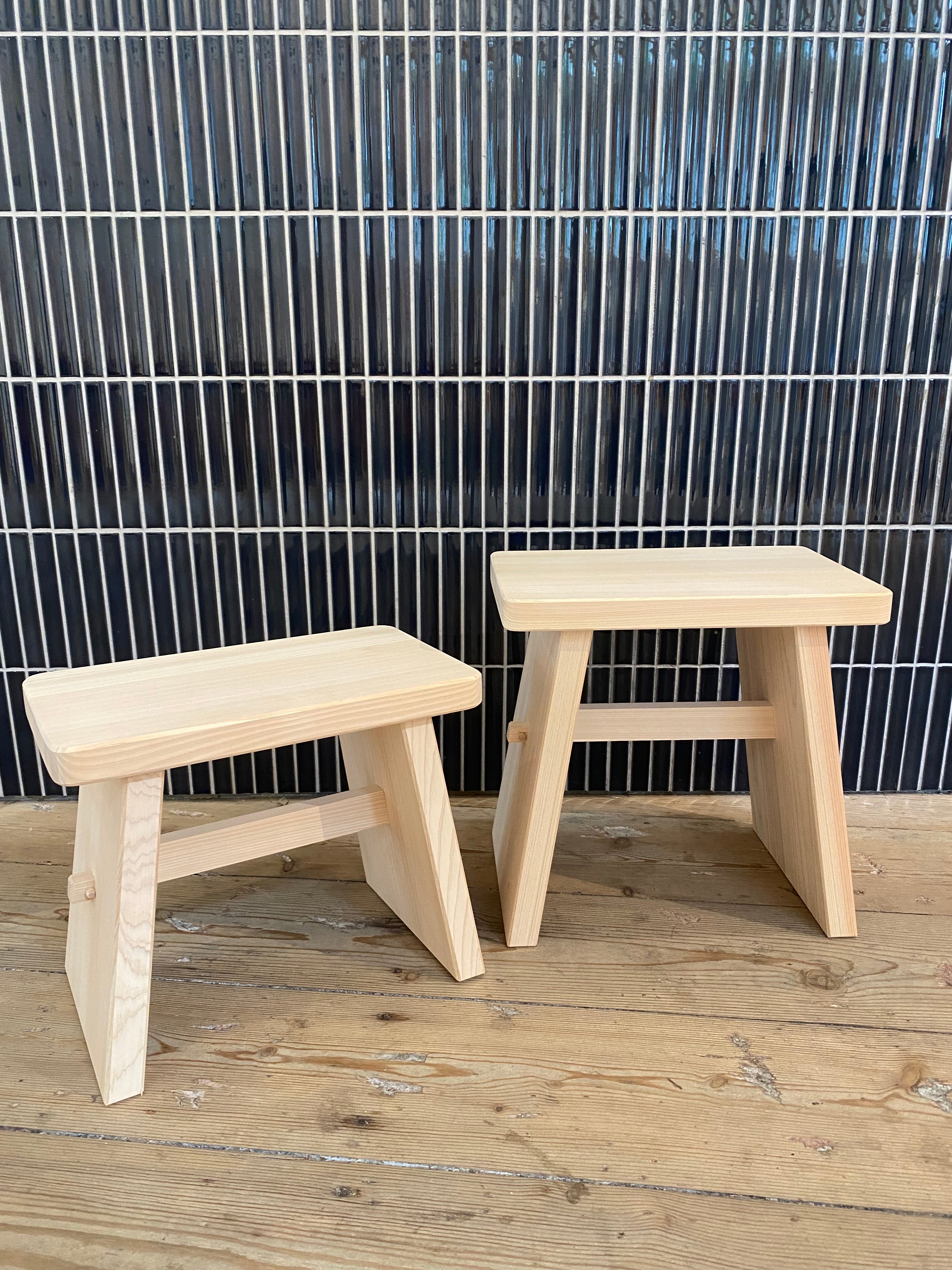 Small Japanese stools in hinoki wood