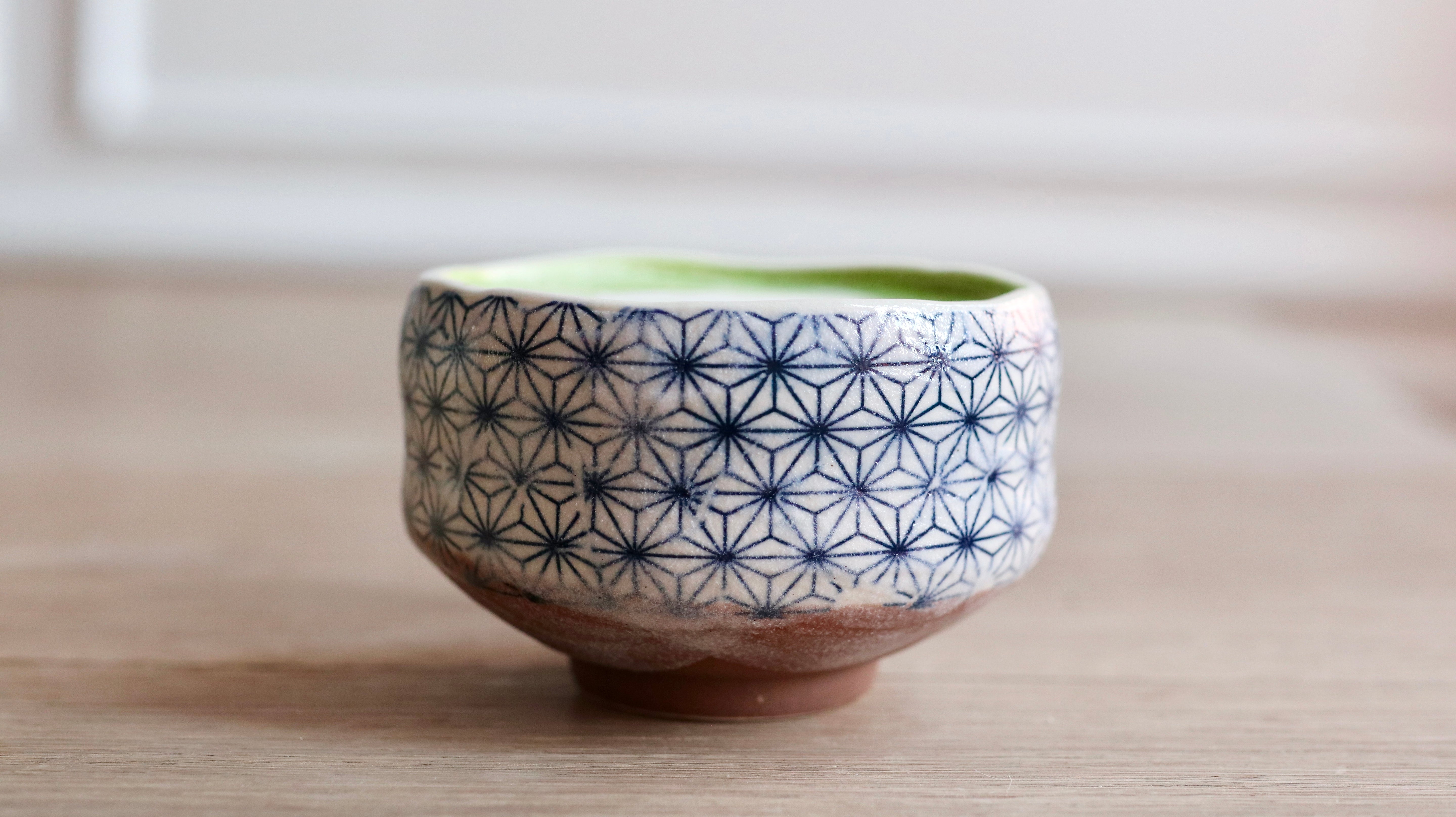 Small matcha cup with Japanese star pattern