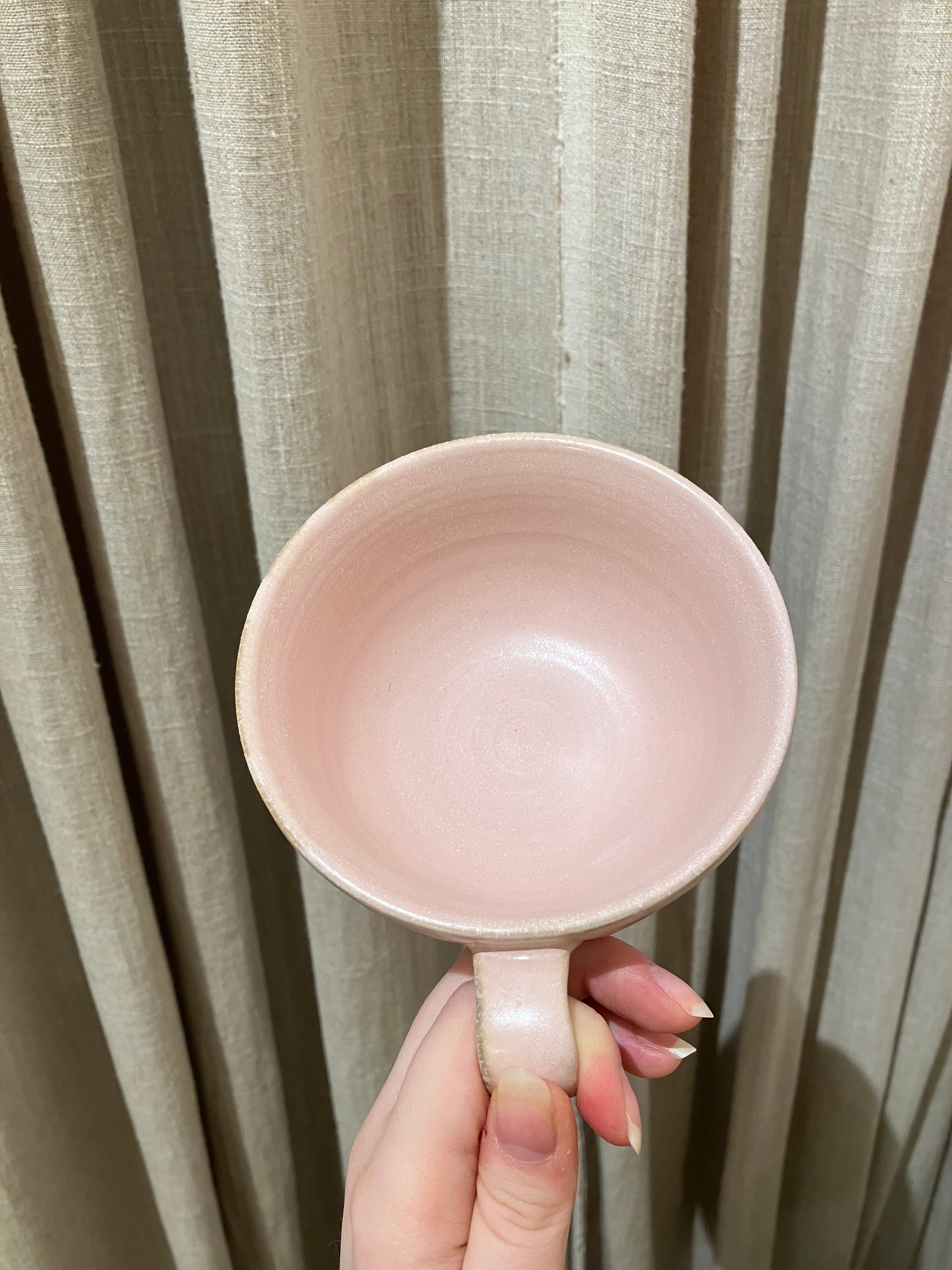 Large pink cup with handle