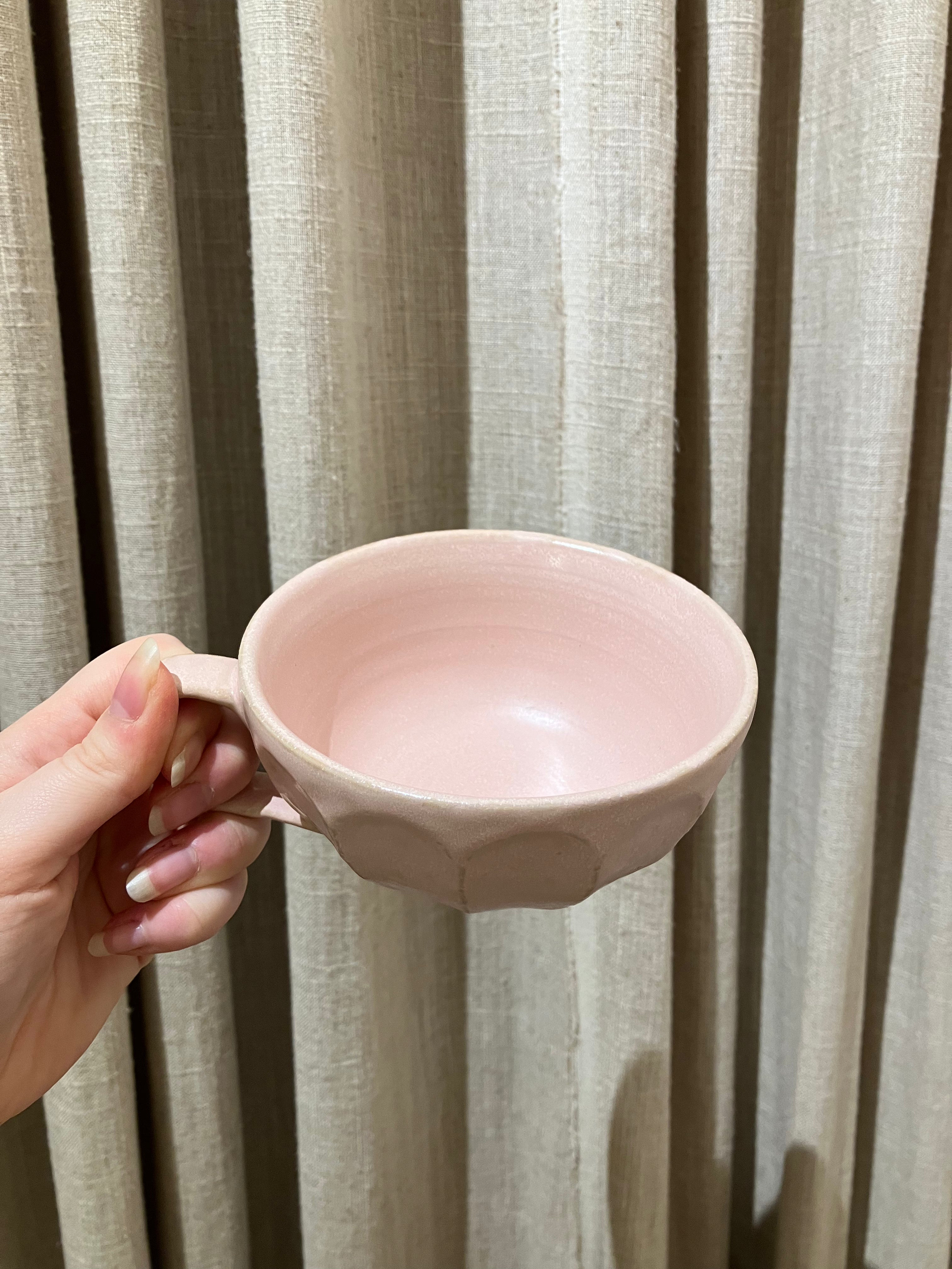 Large pink cup with handle