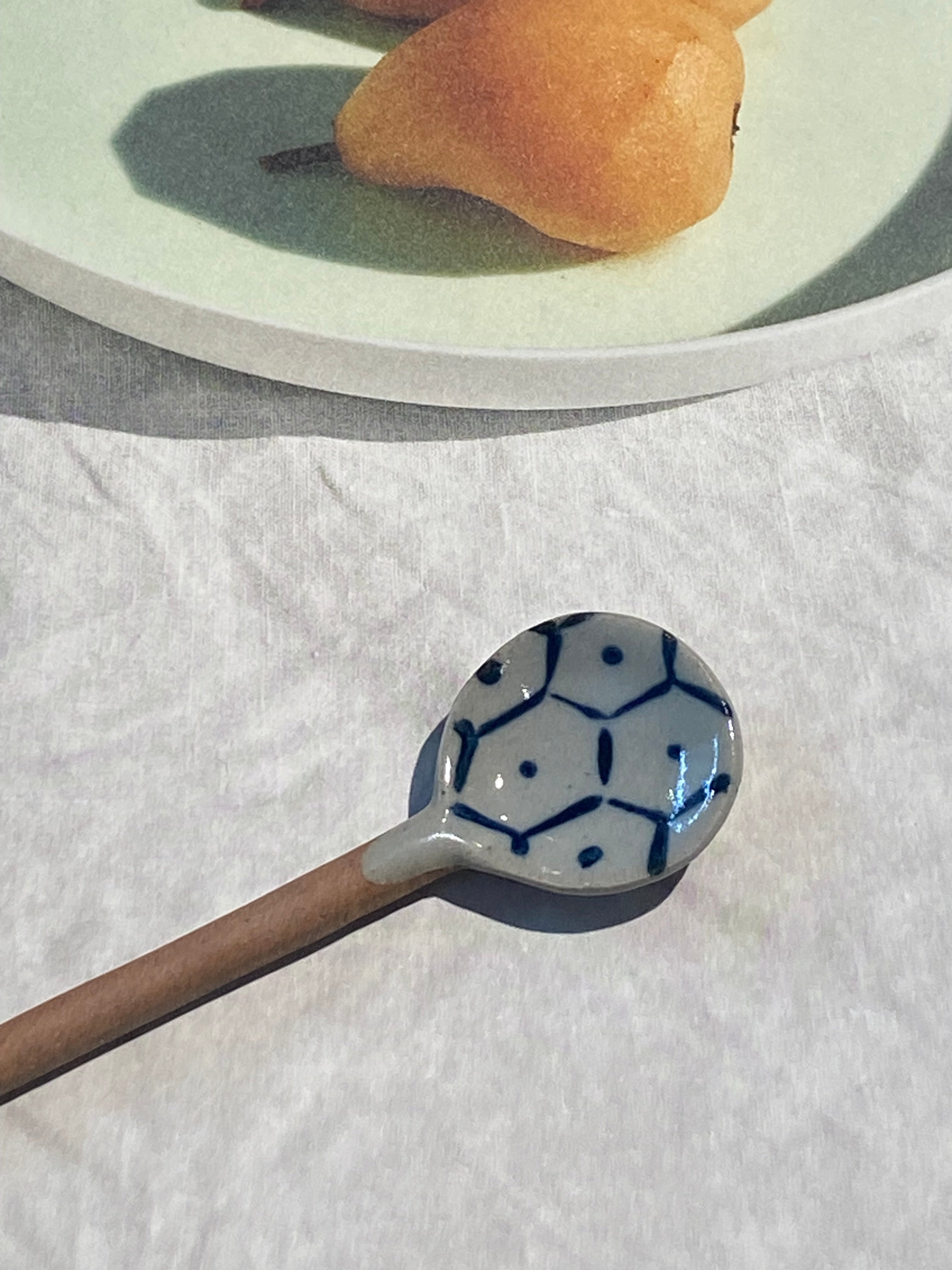 Ceramic spoon with blue motif