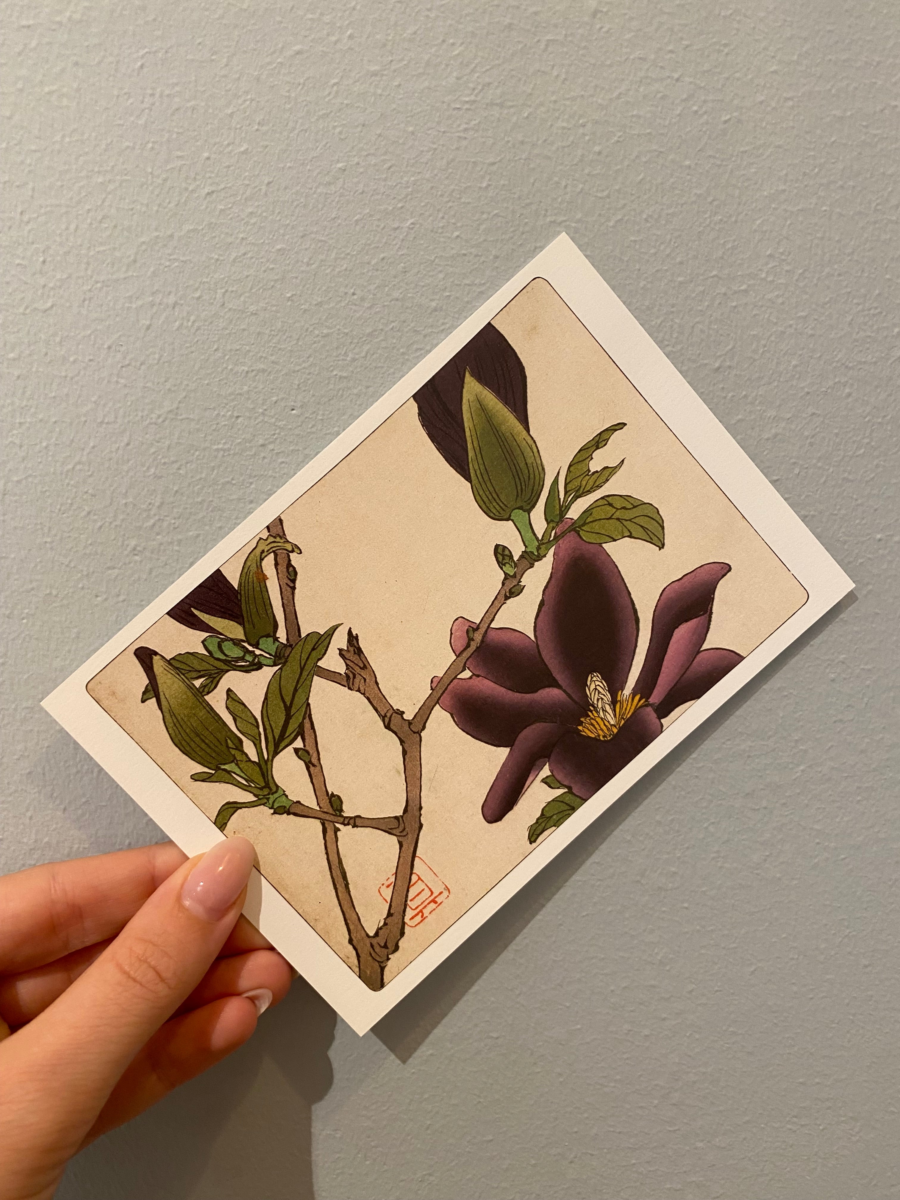 Card with purple flowers