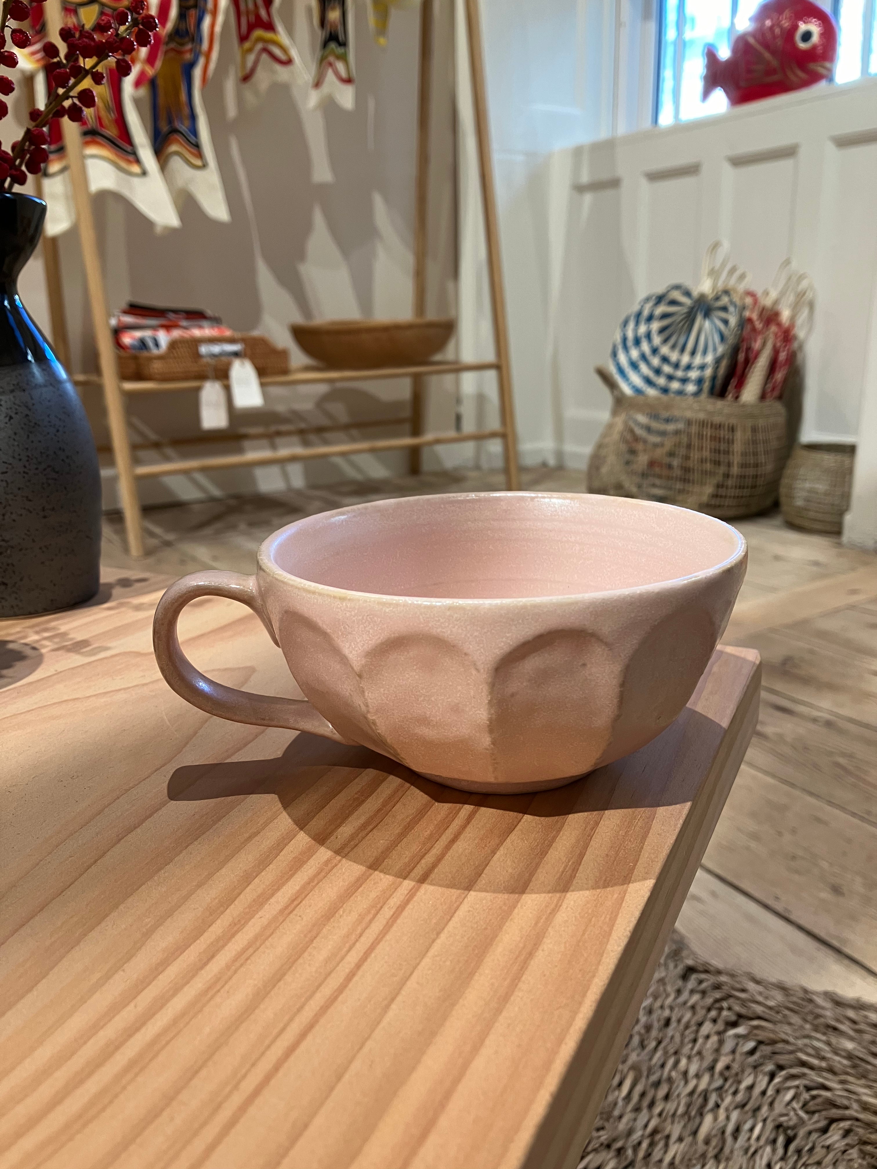 Large pink cup with handle