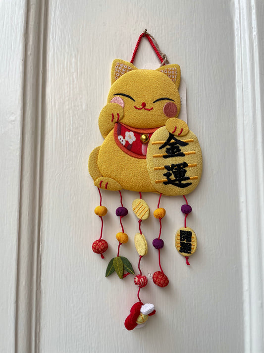 Japansk ornament - Lucky Cat gul
