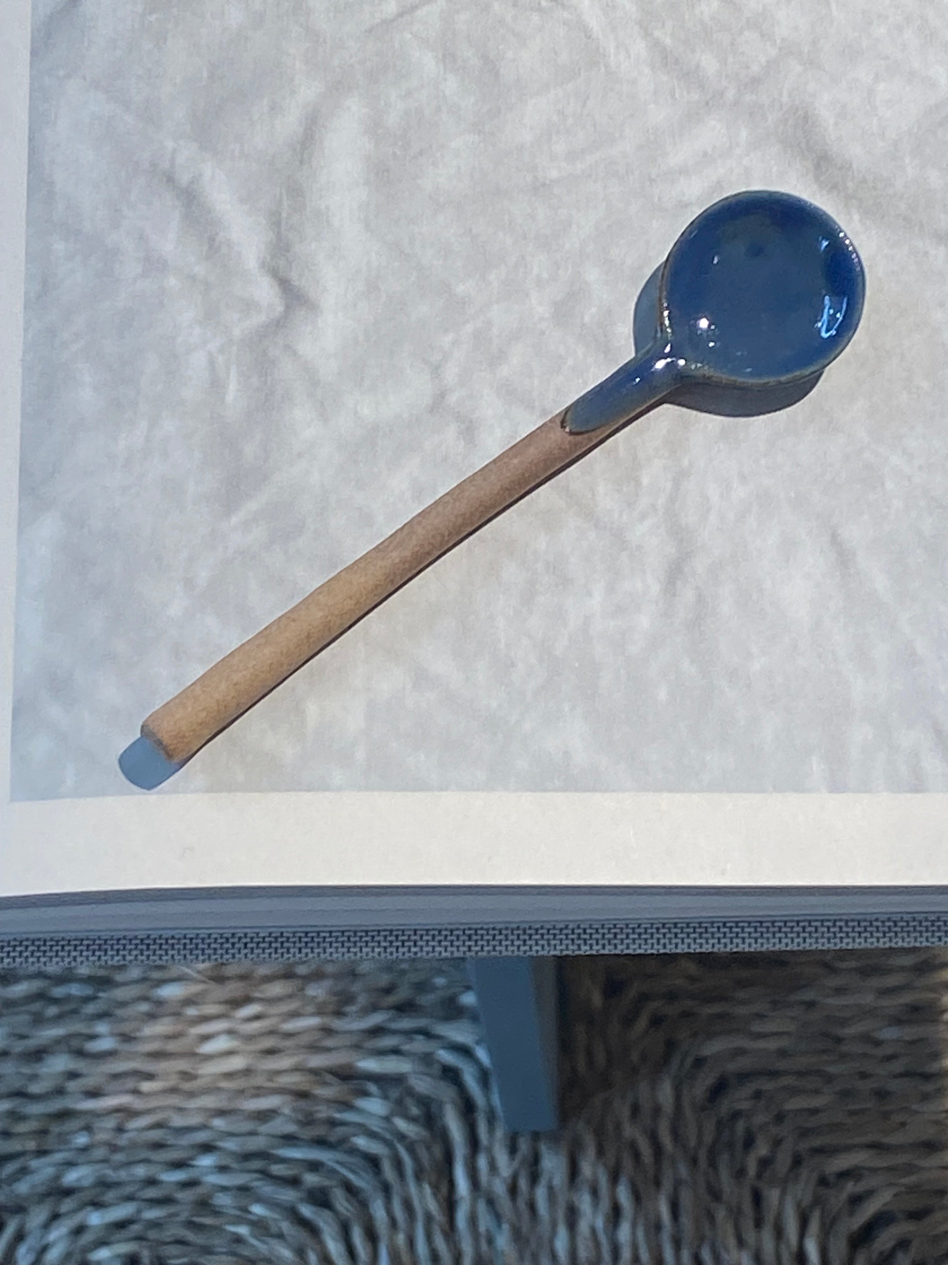 Ceramic spoon with blue glaze