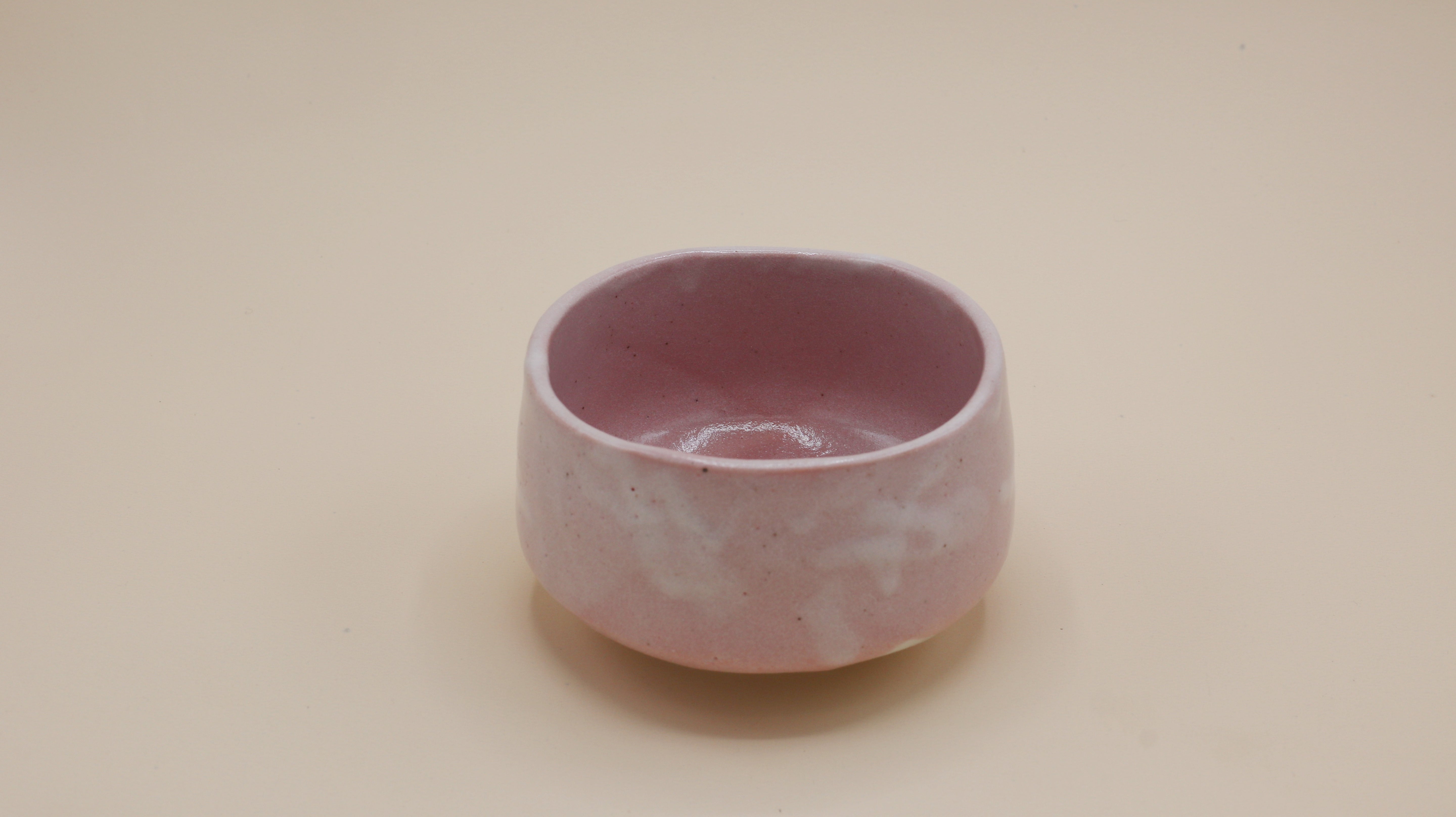 Pink matcha cup with white details