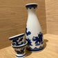 Sakekopper med blåt japansk motiv