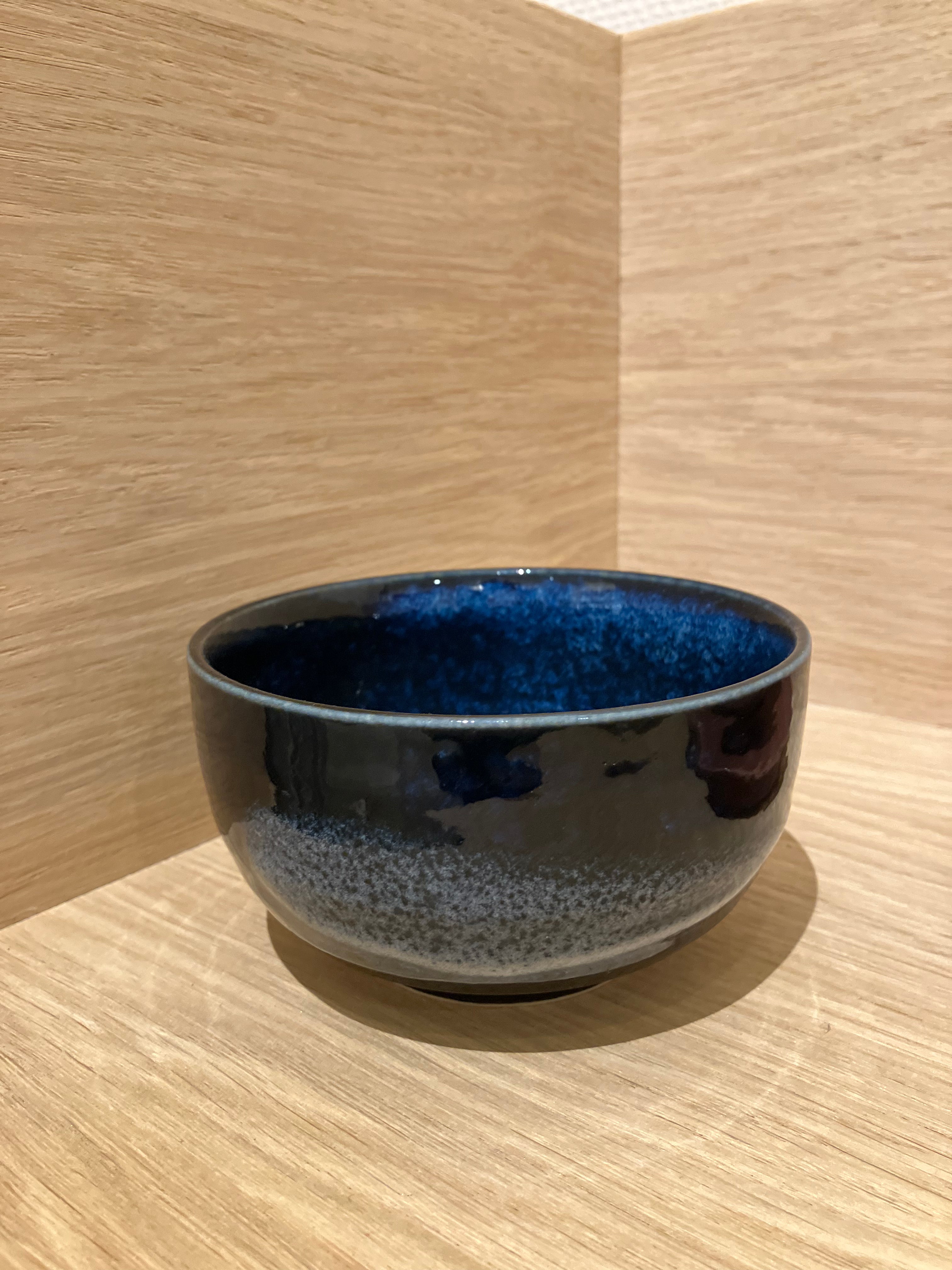 Matcha cup with dark blue glaze