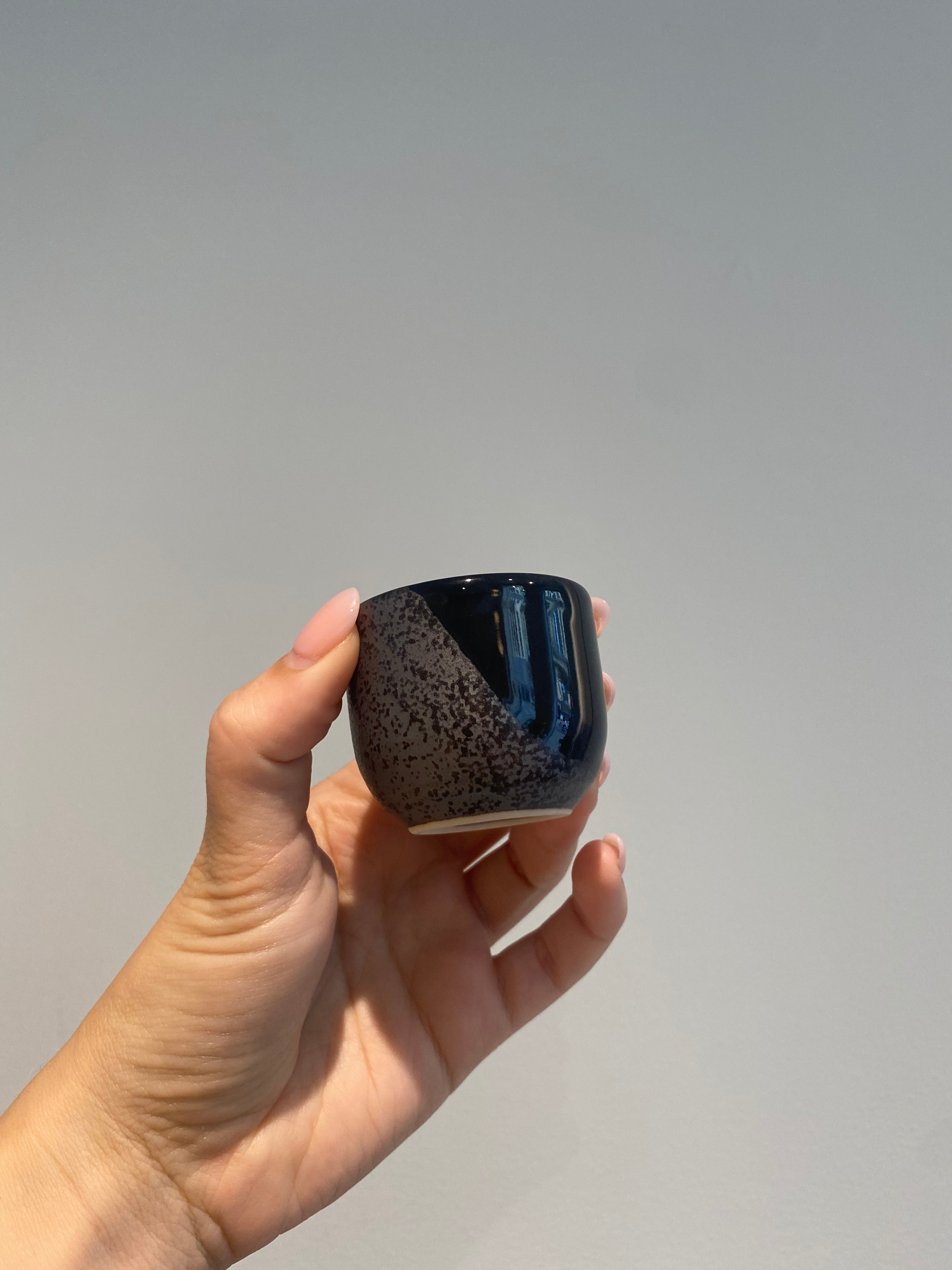 Sake cup with matte and glossy glaze
