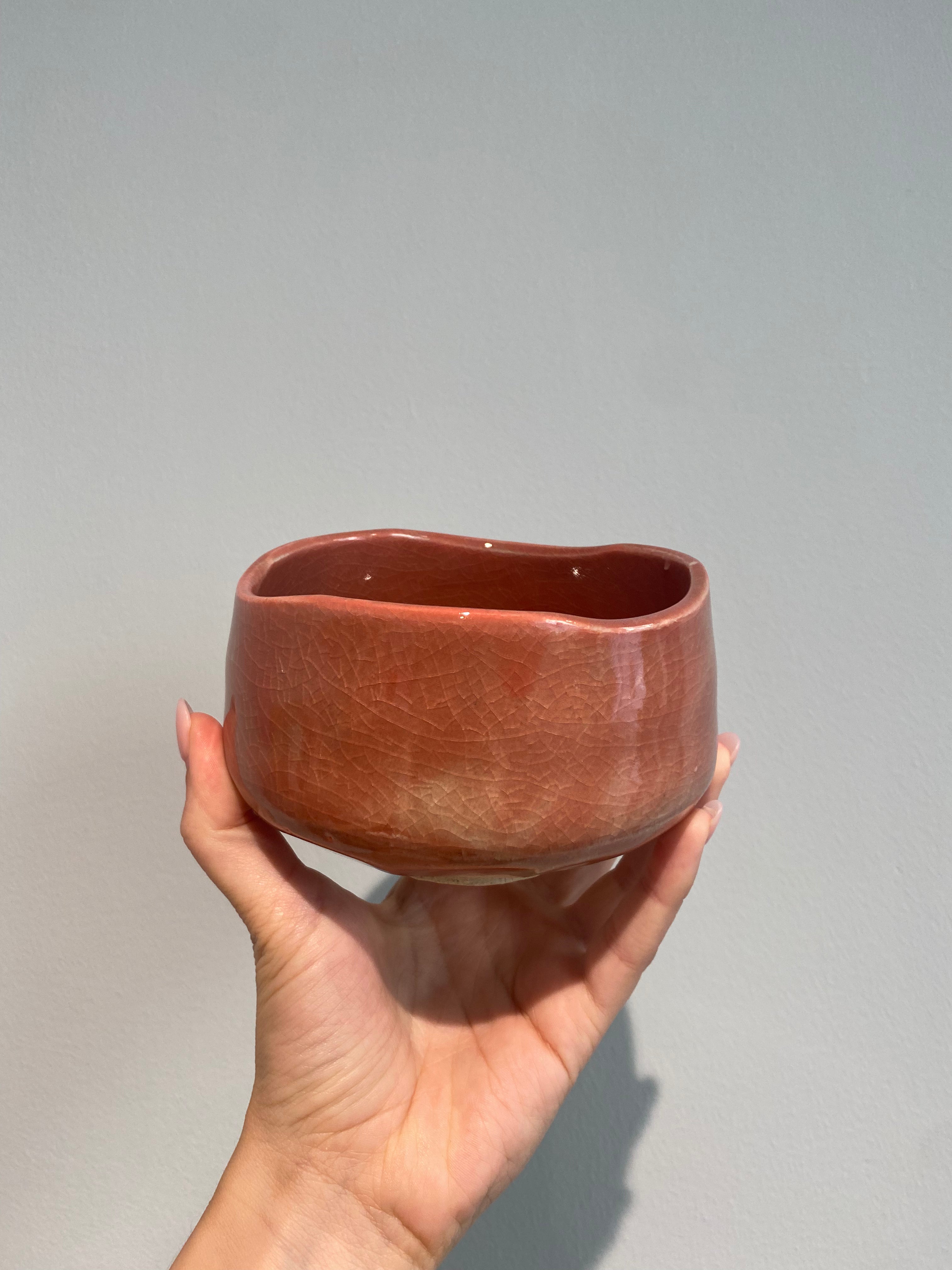 Handmade rust colored matcha cup