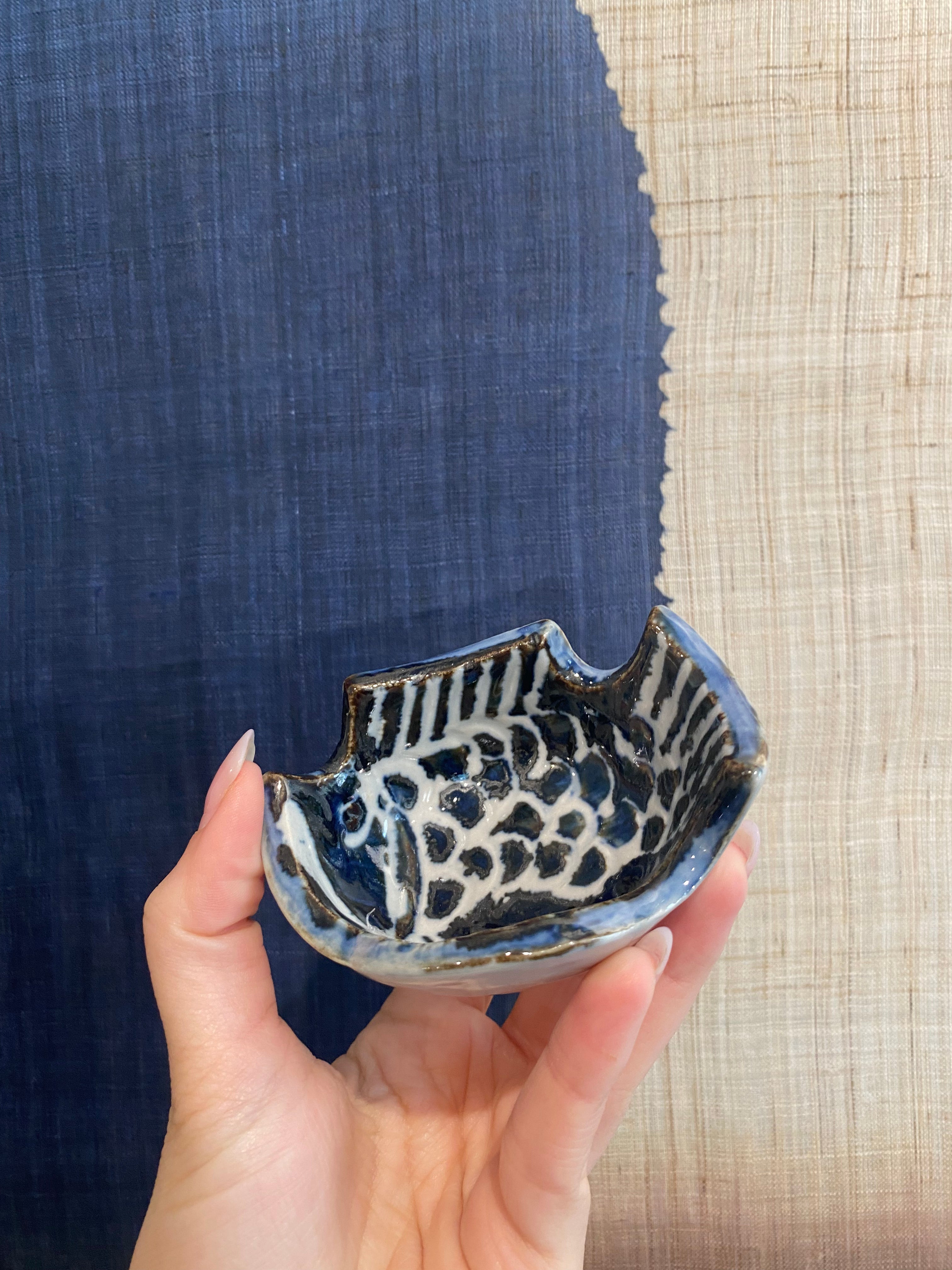 Small fish bowl with blue glaze