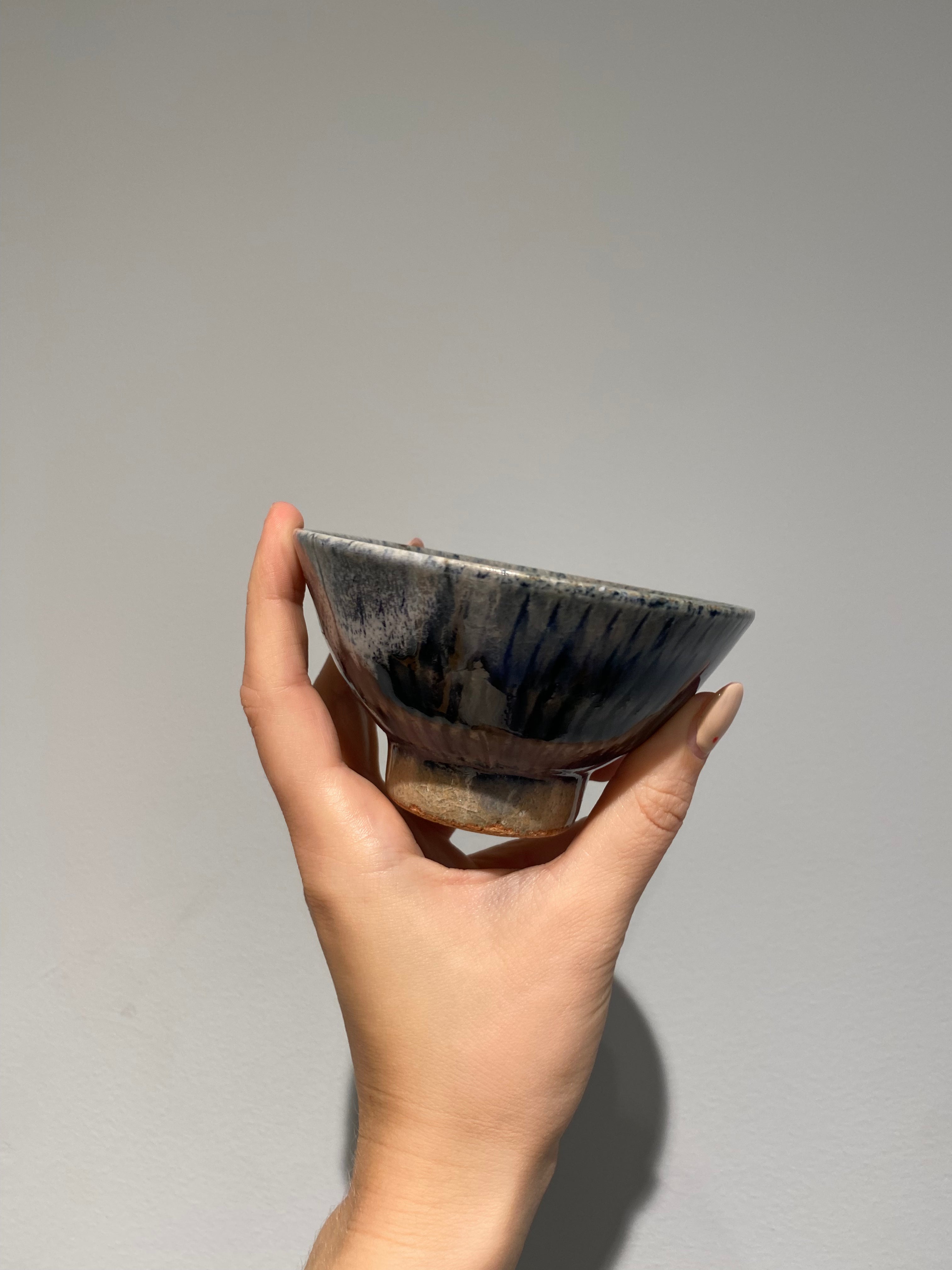 Small bowl with blue fluted glaze