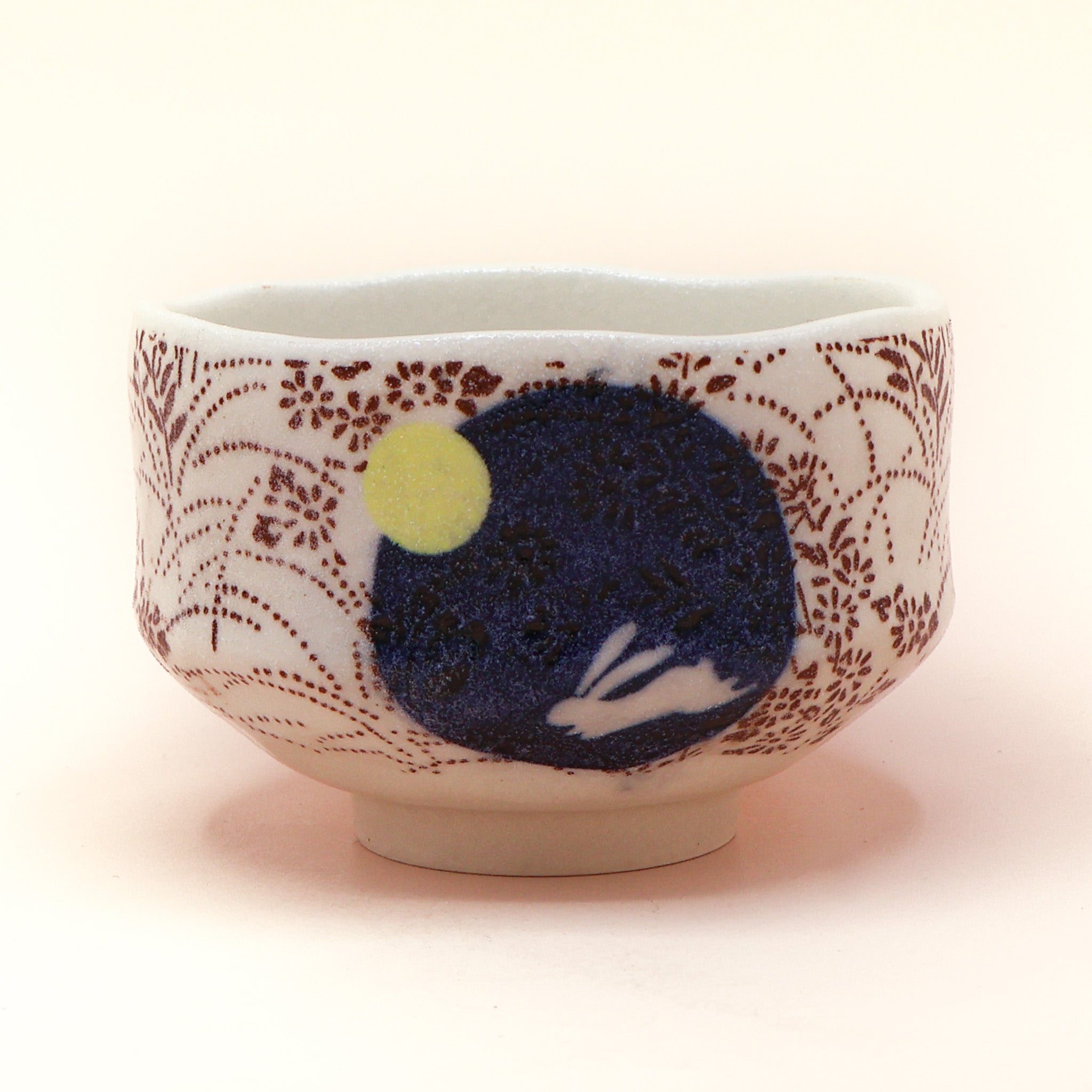 Matchakop - Lille med brunt mønster, måne og kanin