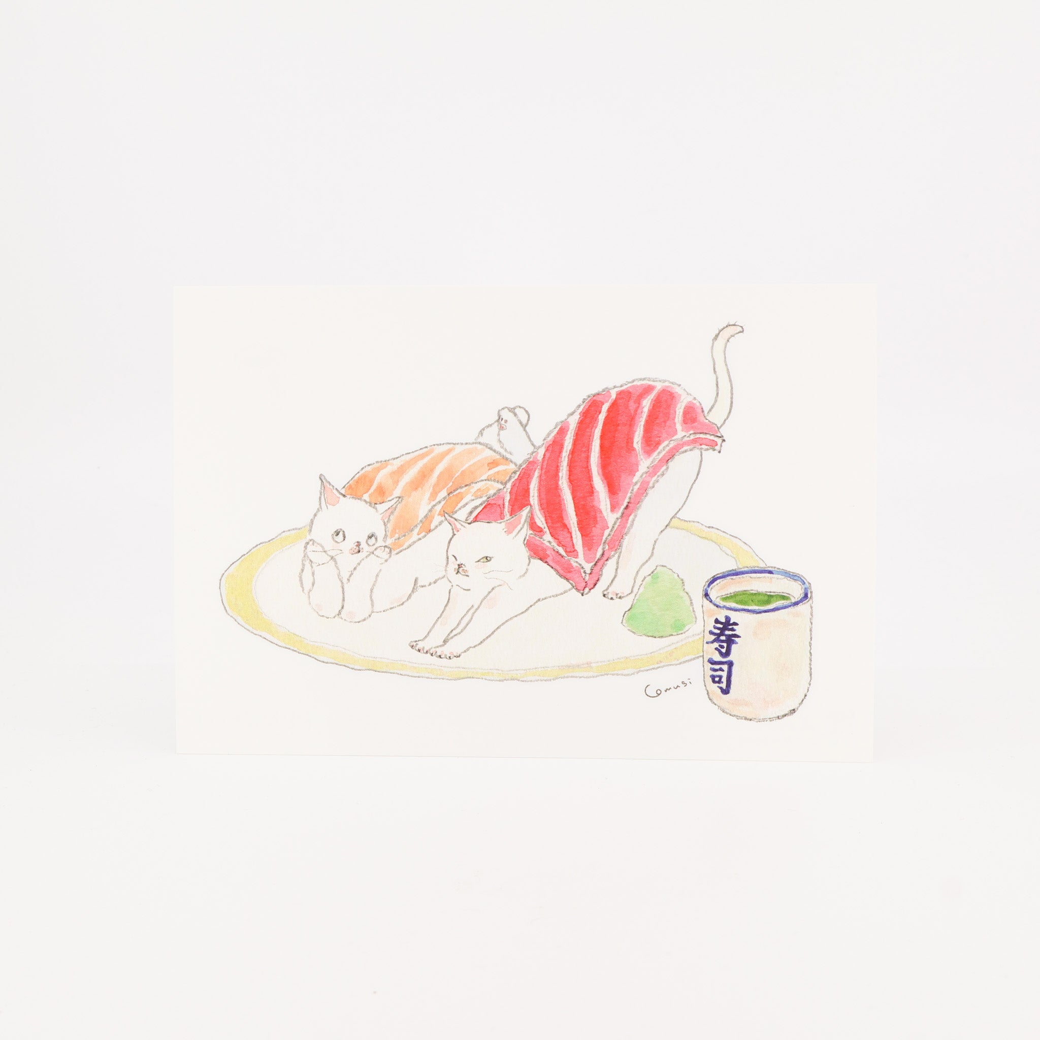 (price,quantity)Card with two sushi cats