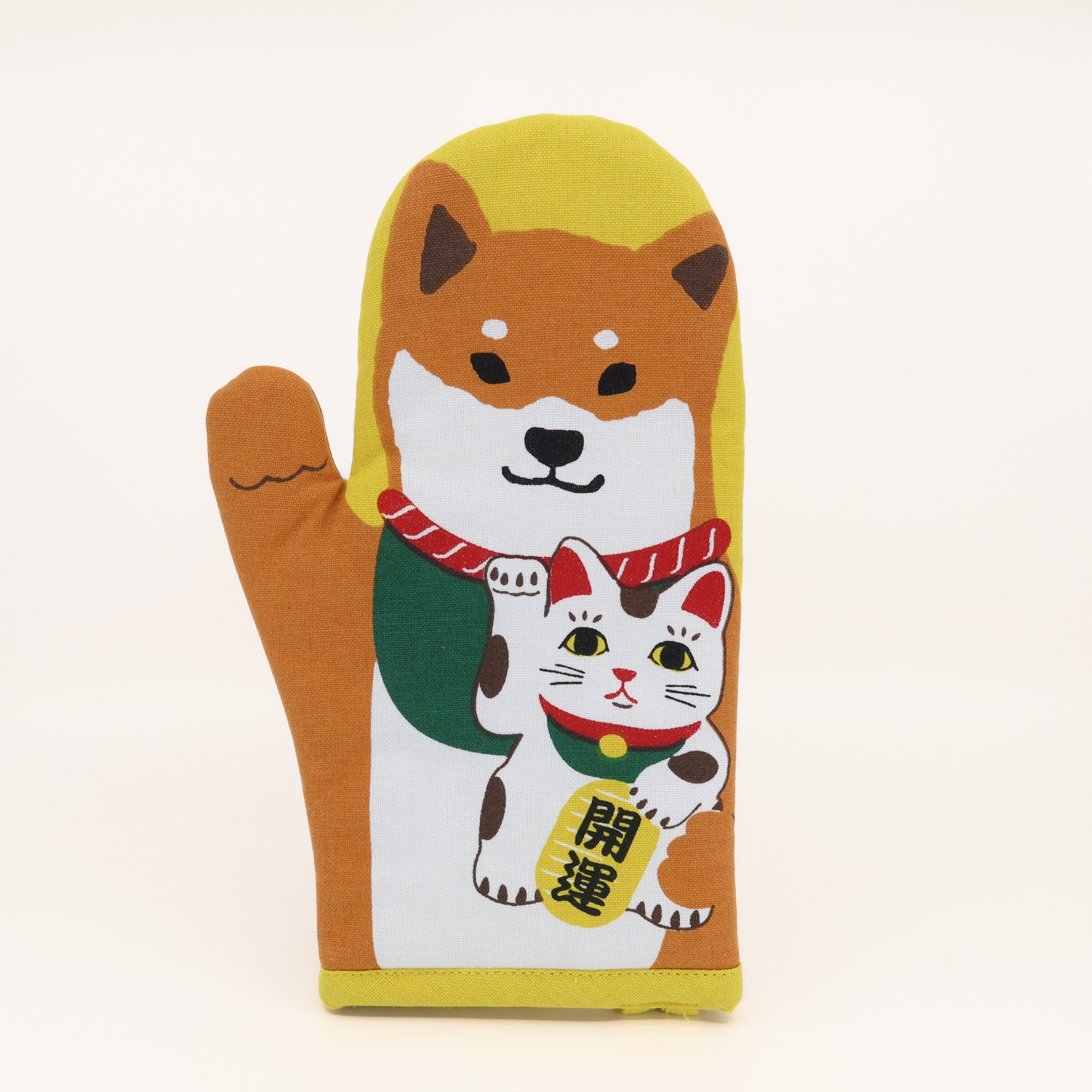 Grillhandske med shiba og lucky kat/daruma