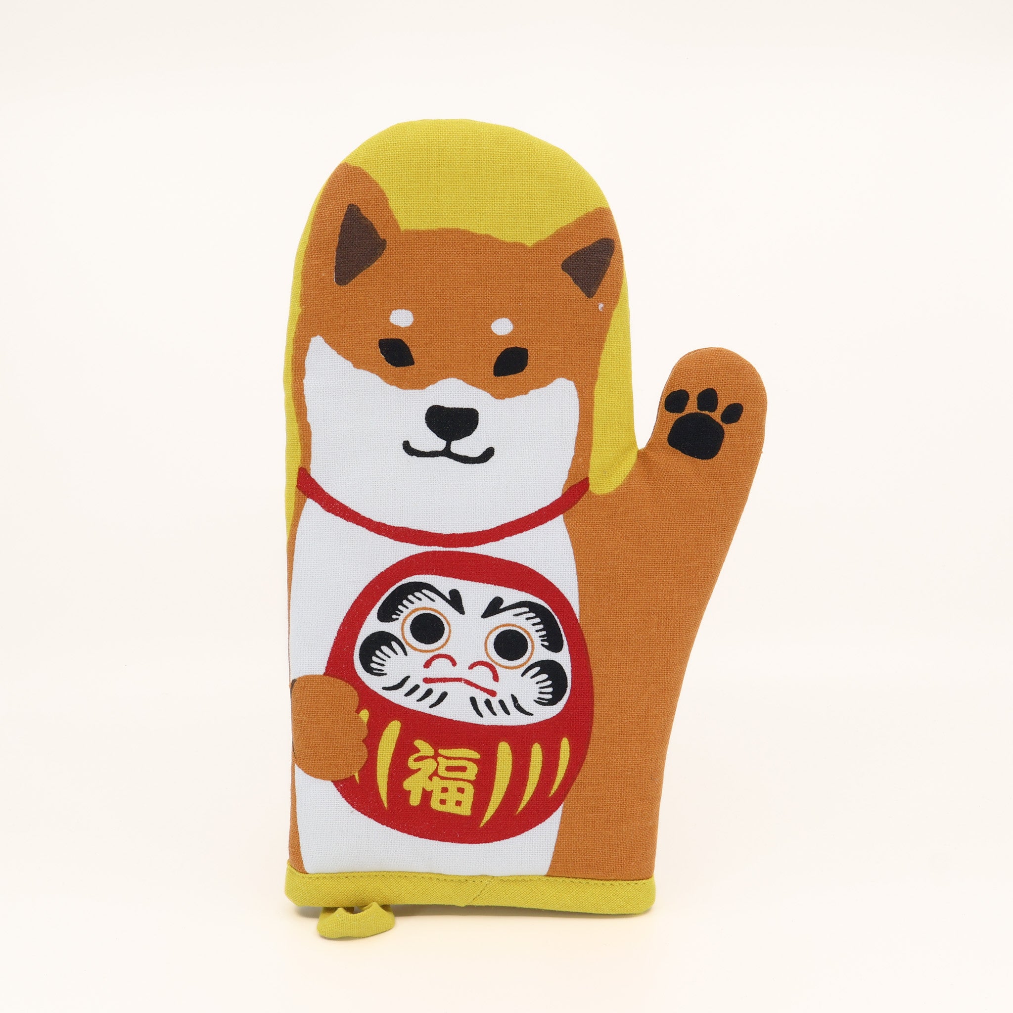 Grillhandske med shiba og lucky kat/daruma
