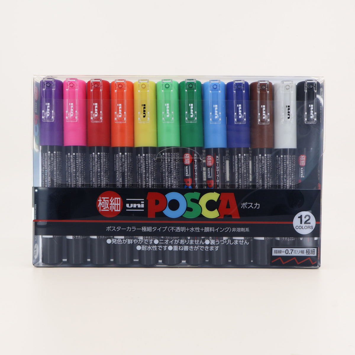 Sæt med 12 POSCA tuscher