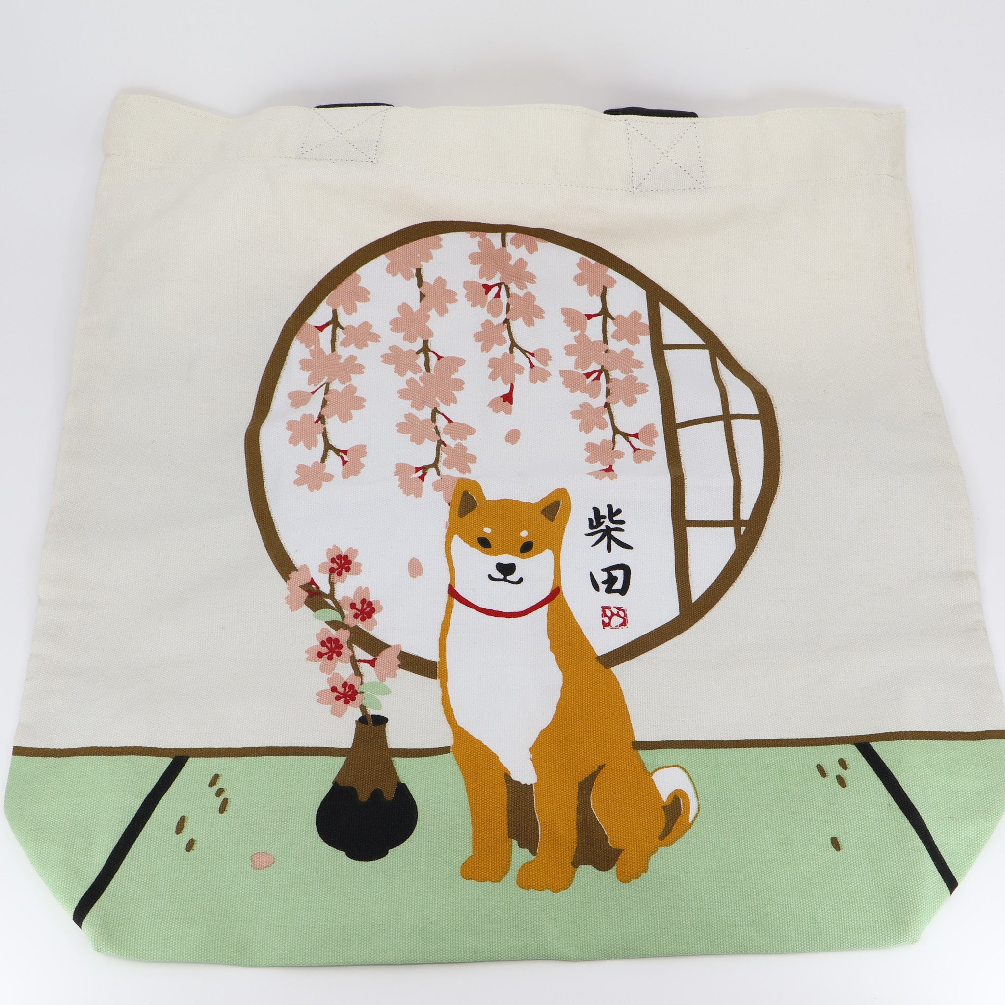 Tote bag - Shiba og sakurablomster på tatamimåtte