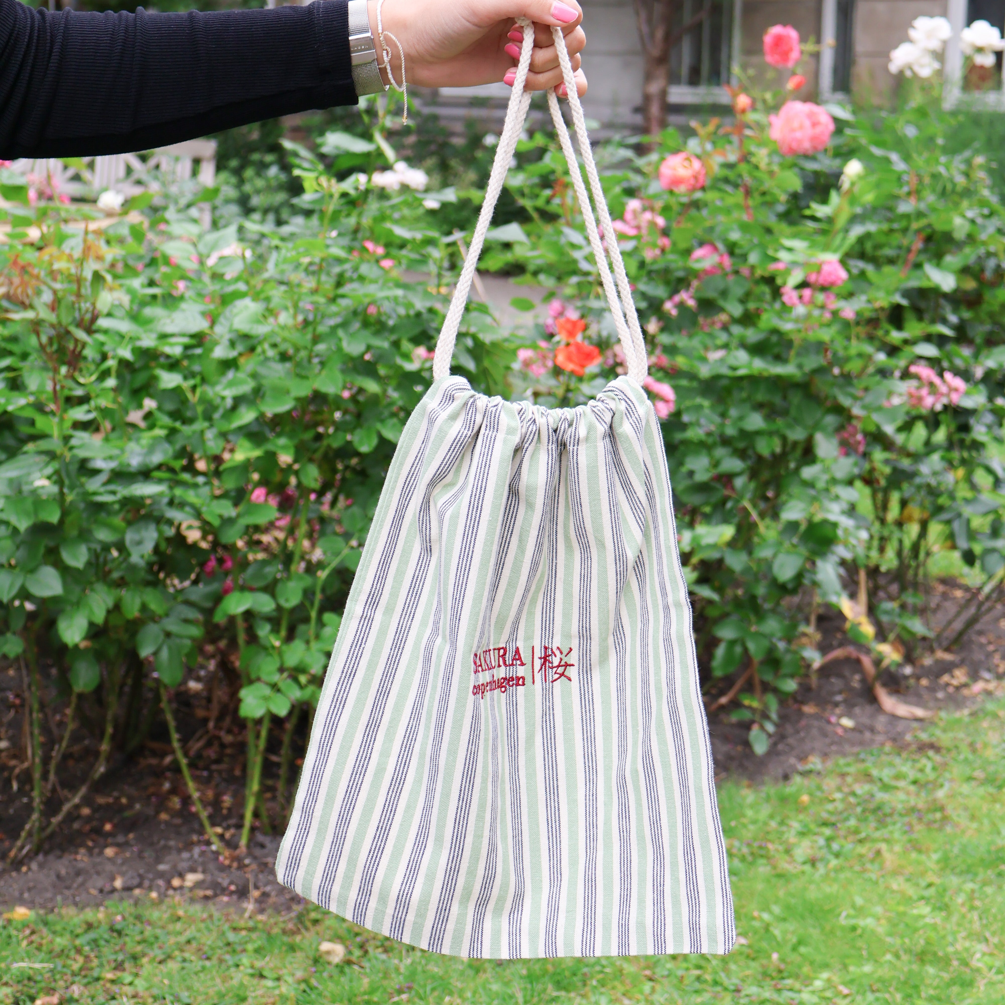 Sakura Copenhagen Tote Bag & Snorretrækspose - Striber