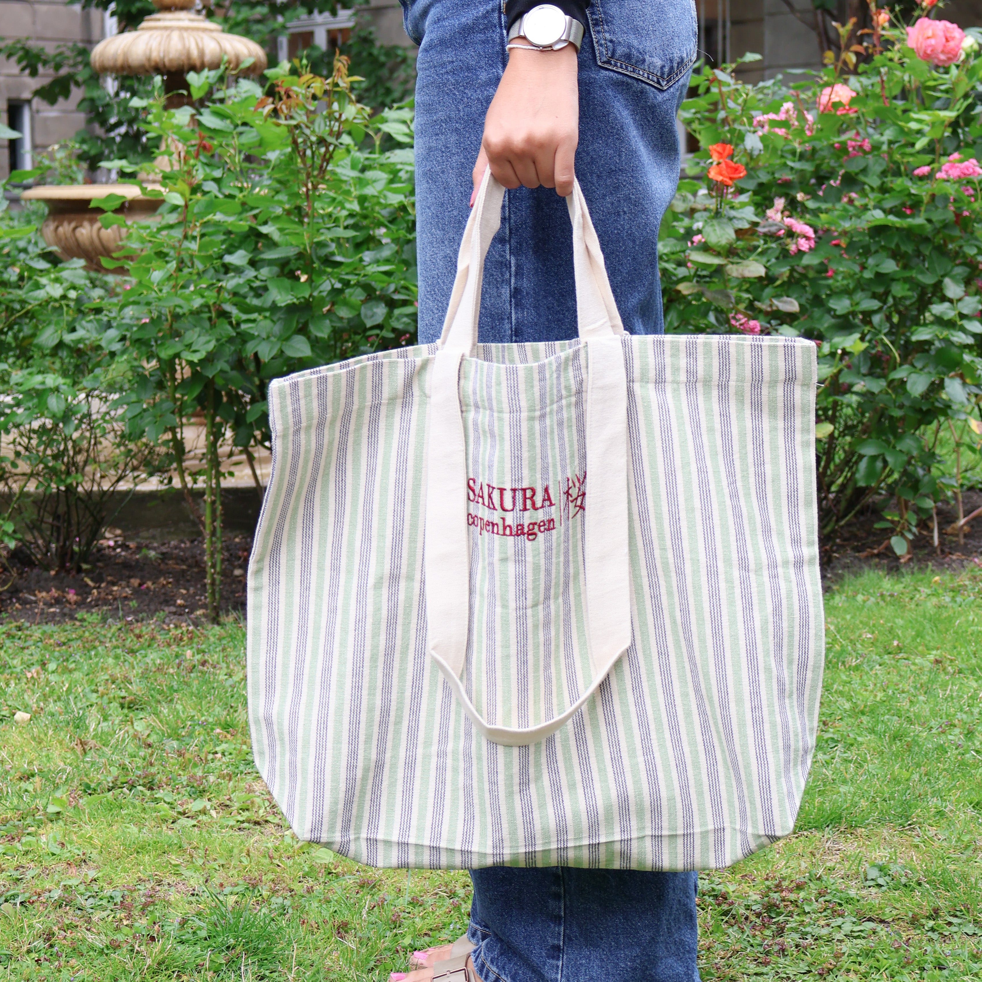 Sakura Copenhagen Tote Bag & Snorretrækspose - Striber