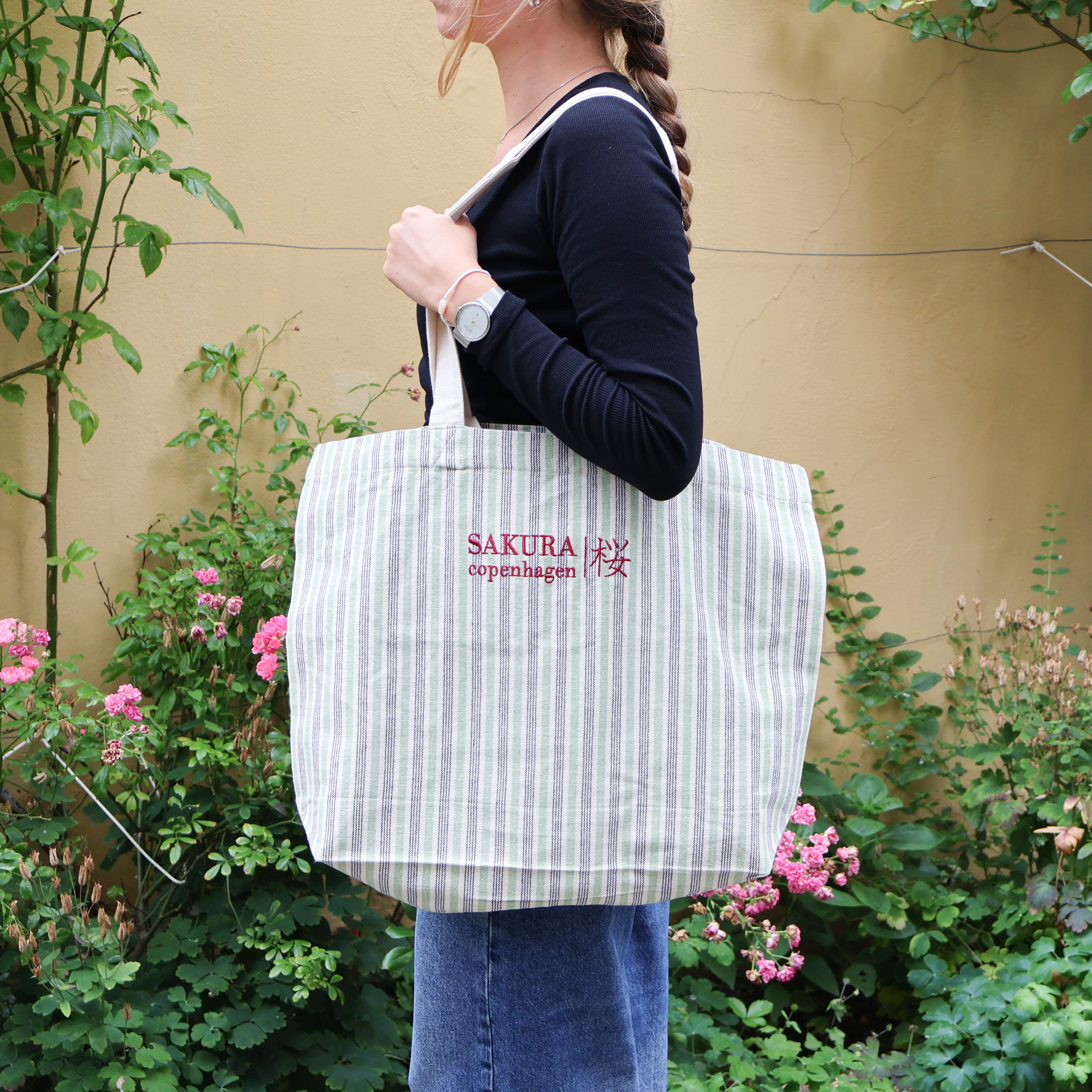 Sakura Copenhagen Tote Bag & Snorretrækspose - Striber