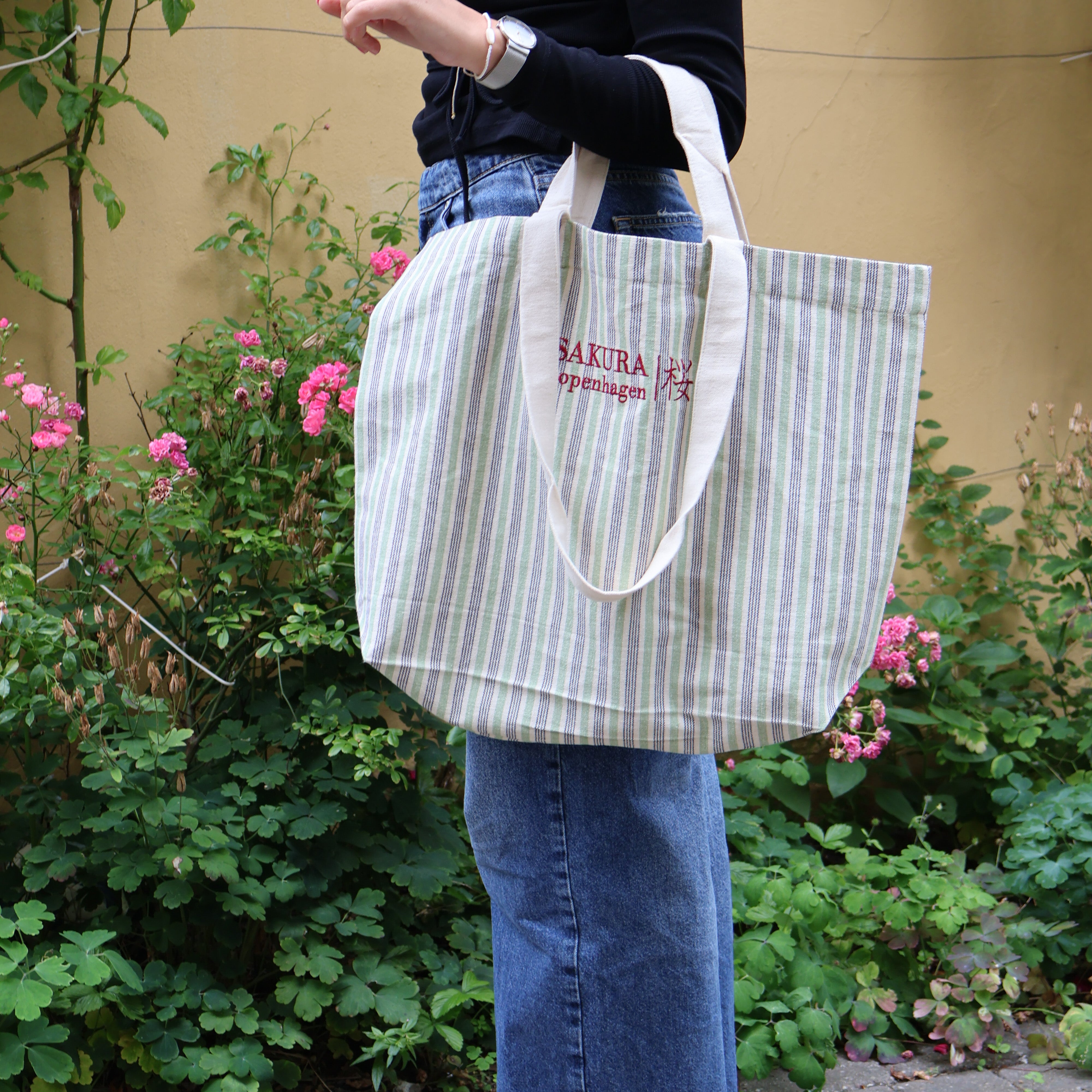 Sakura Copenhagen Tote Bag & Snorretrækspose - Striber