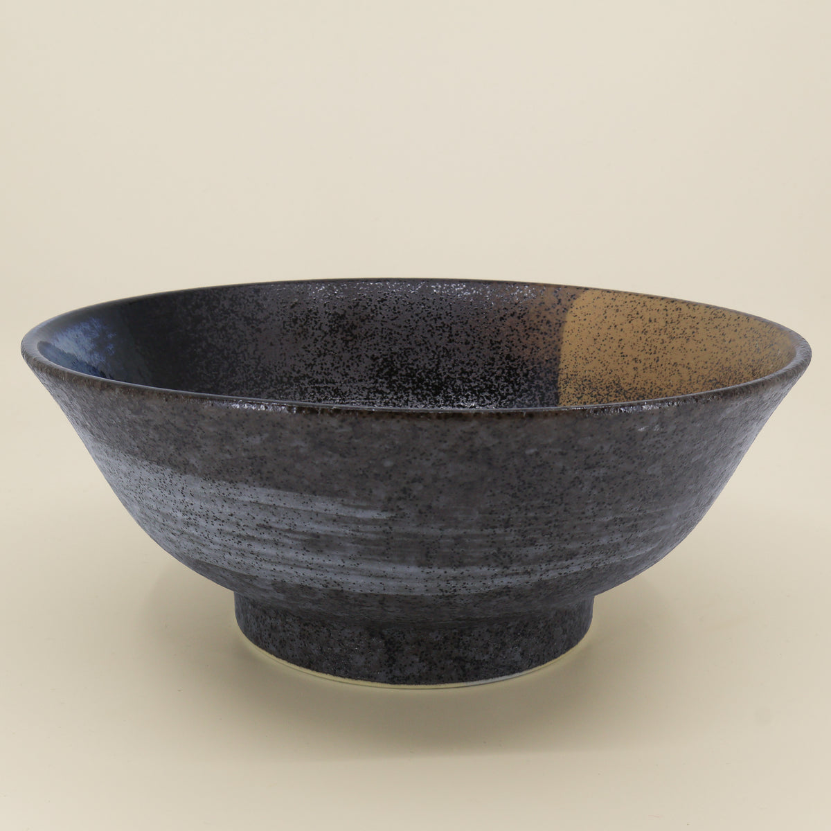 Ramen bowl with metallic glaze and blue/brown hues