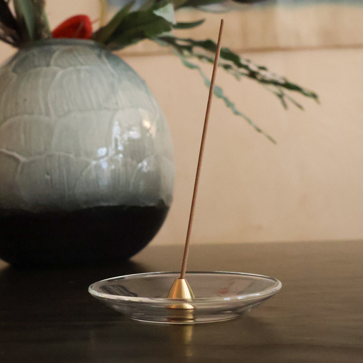 Holder til røgelse - Glas og messing / Triangle