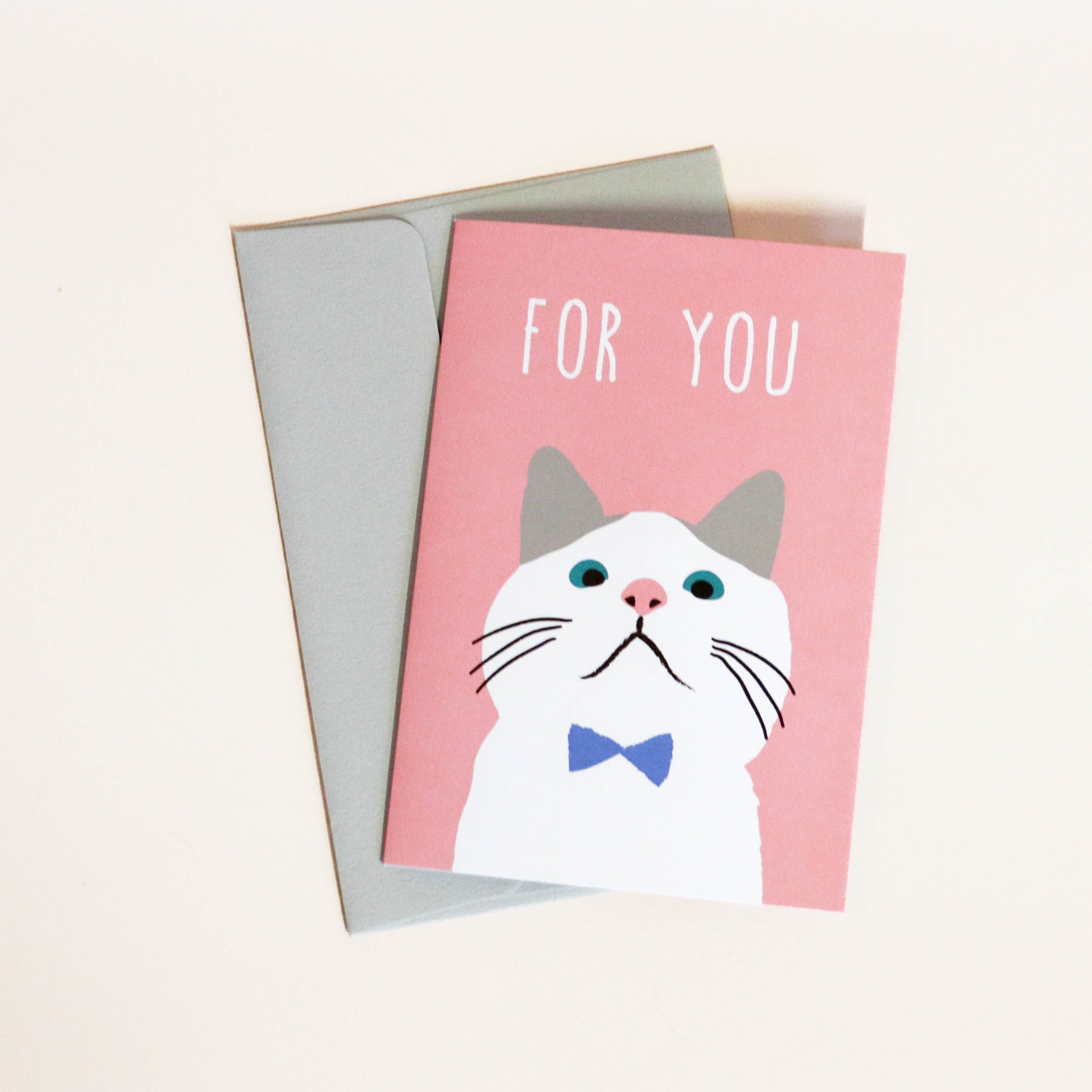 Pop-up card with cat "for you"