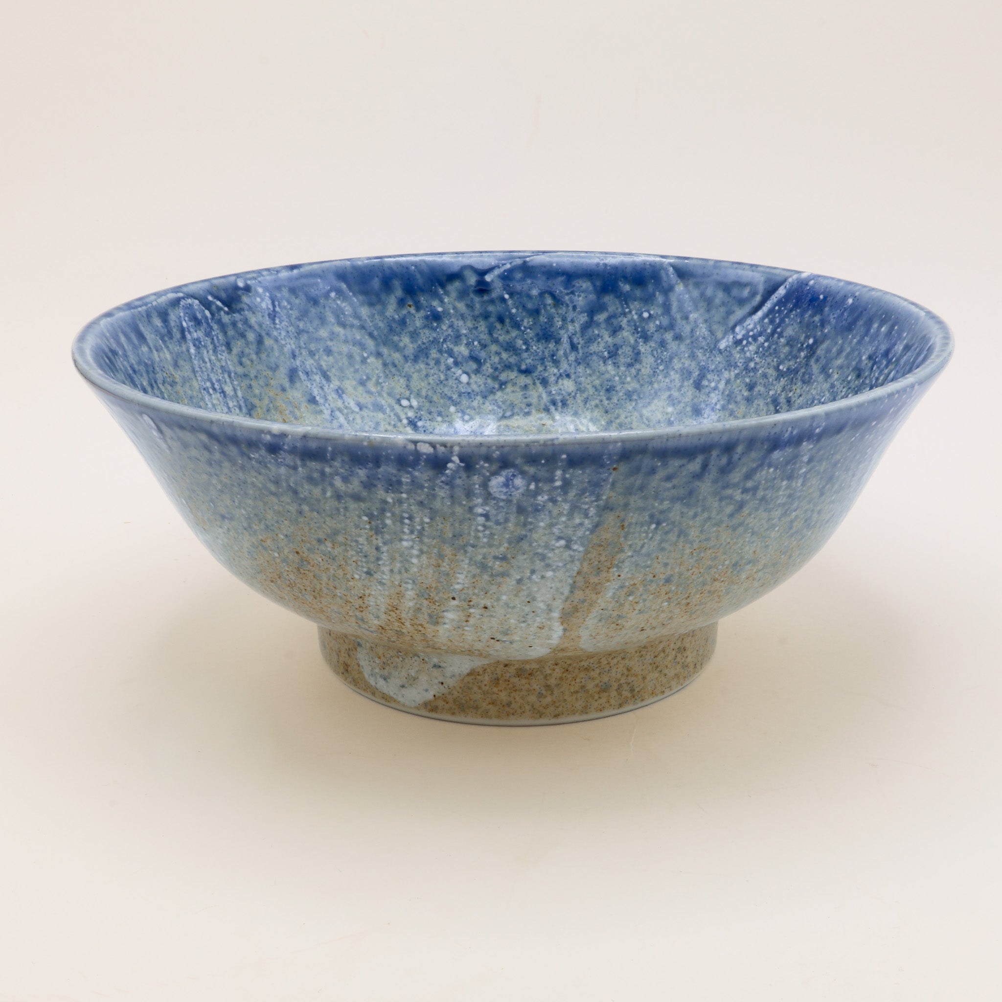 Ramenskål med blå og beige glasur