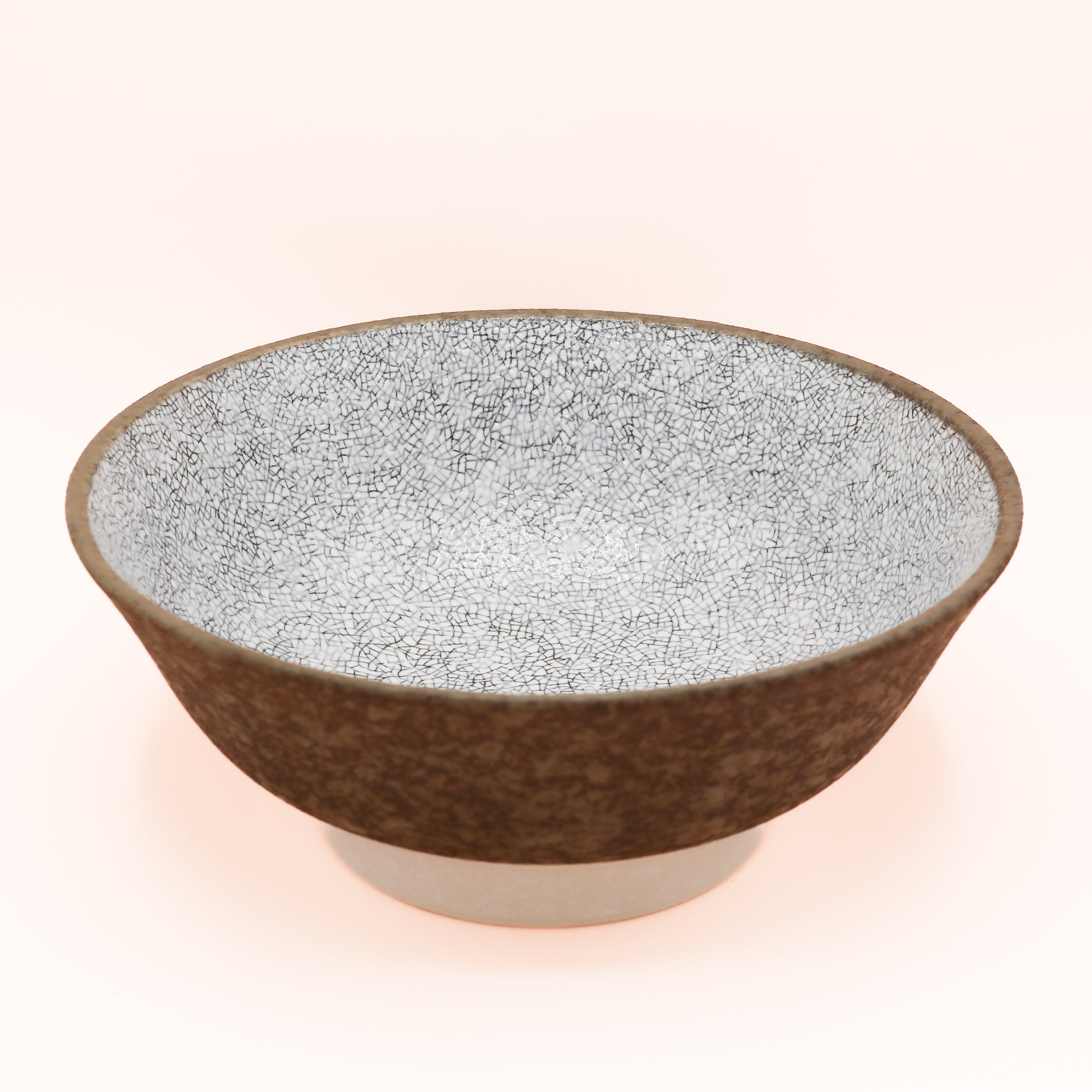 Ramen bowl grey/brown with cracked pattern