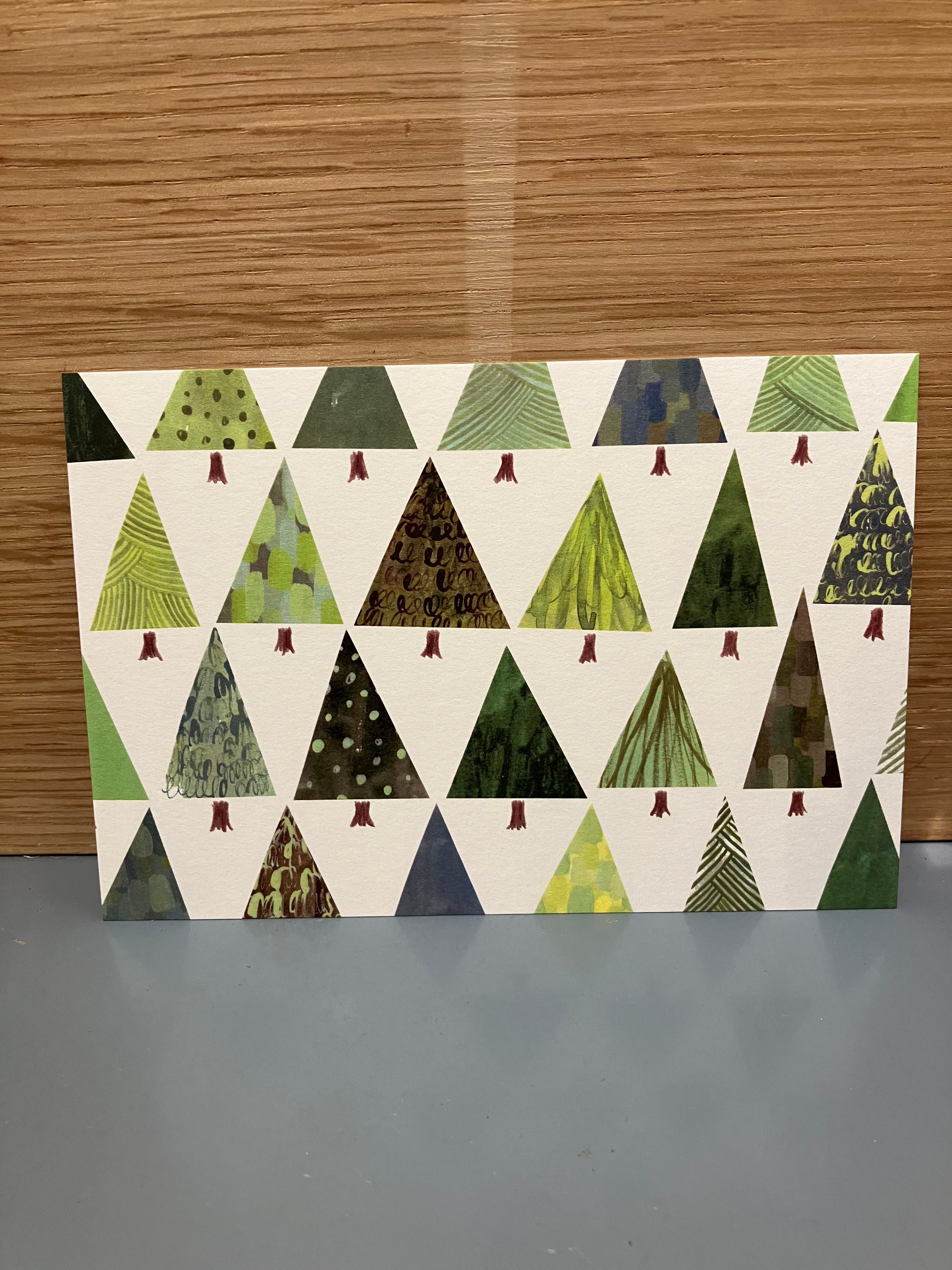 Japanese card with motifs of fir trees
