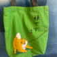 Tote bag grøn med stædig shiba