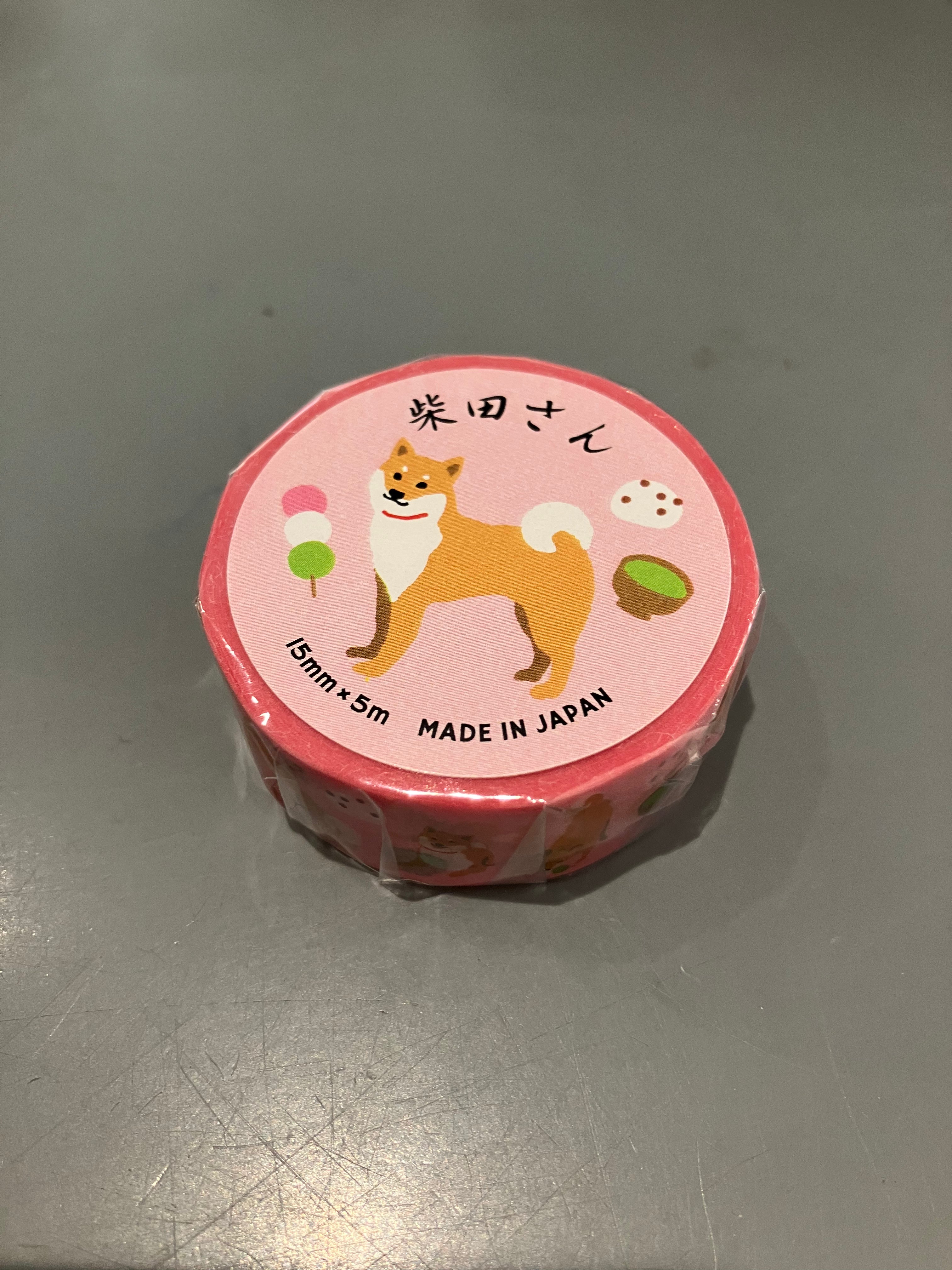 Decorative tape - Shiba with pink background