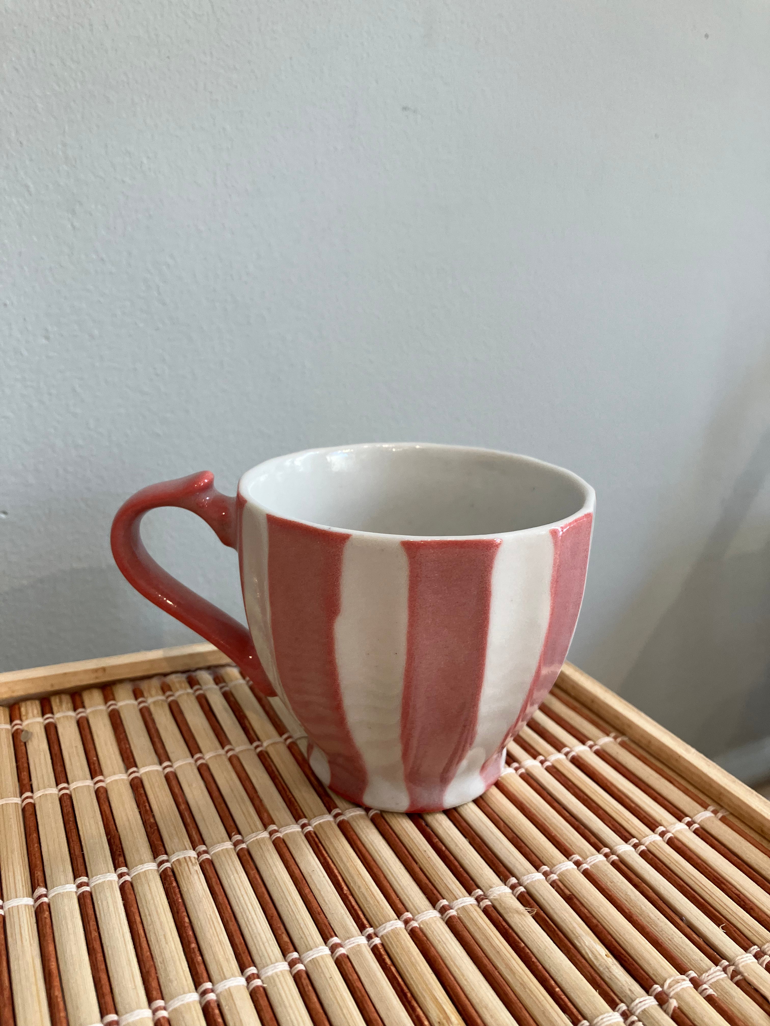 Japanese cup with pink stripes