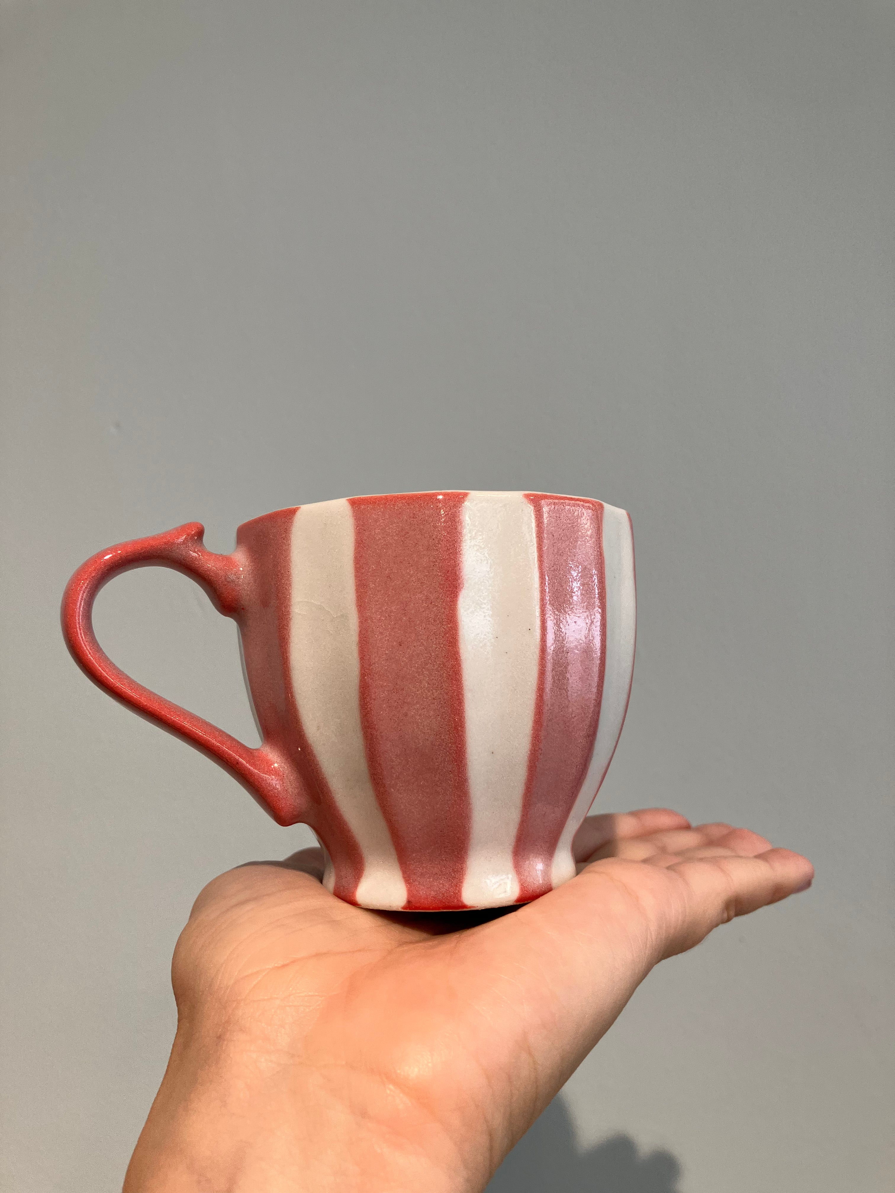 Japanese cup with pink stripes