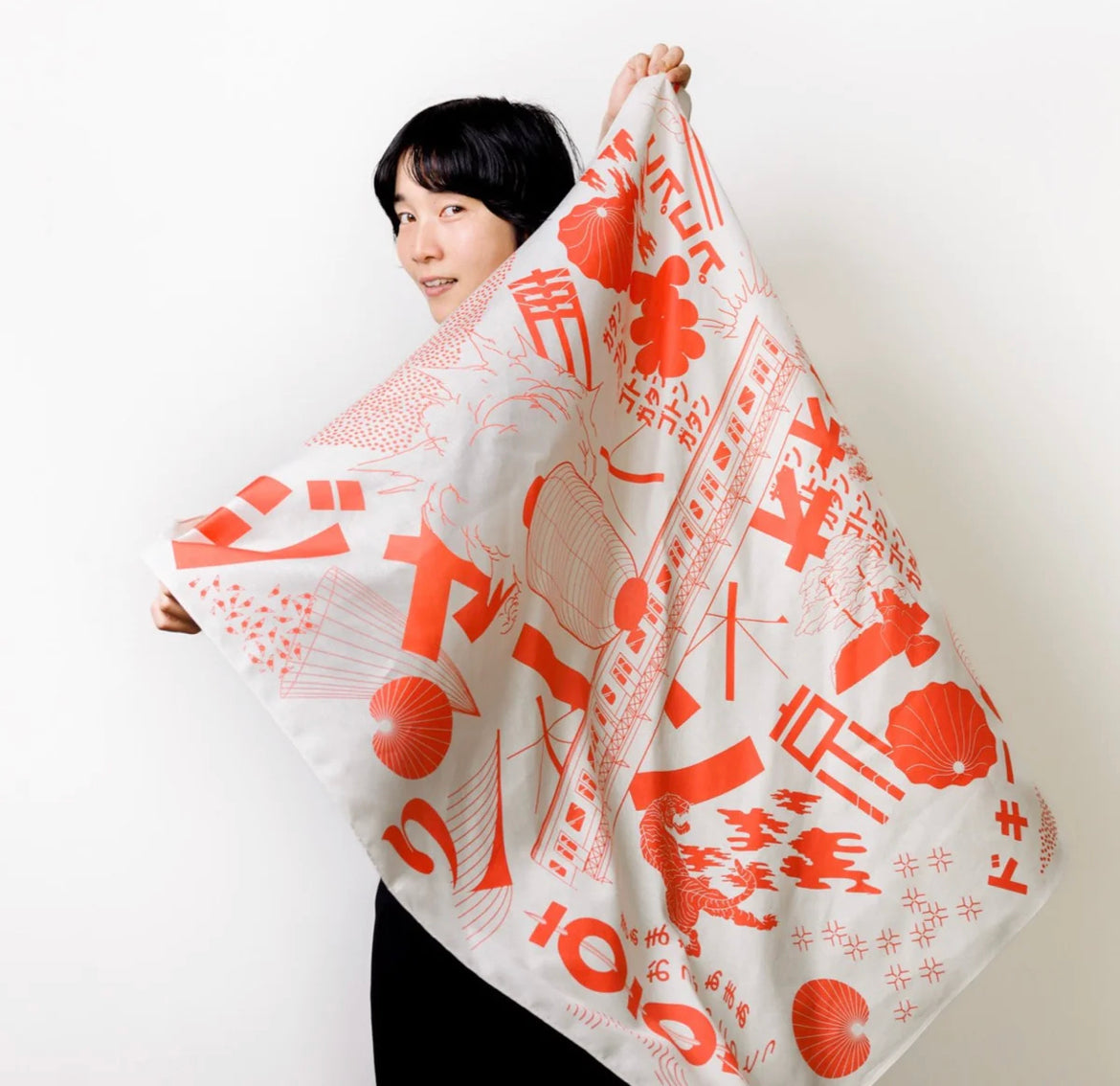 Japansk vægtæppe: Furoshiki med japanske motiver