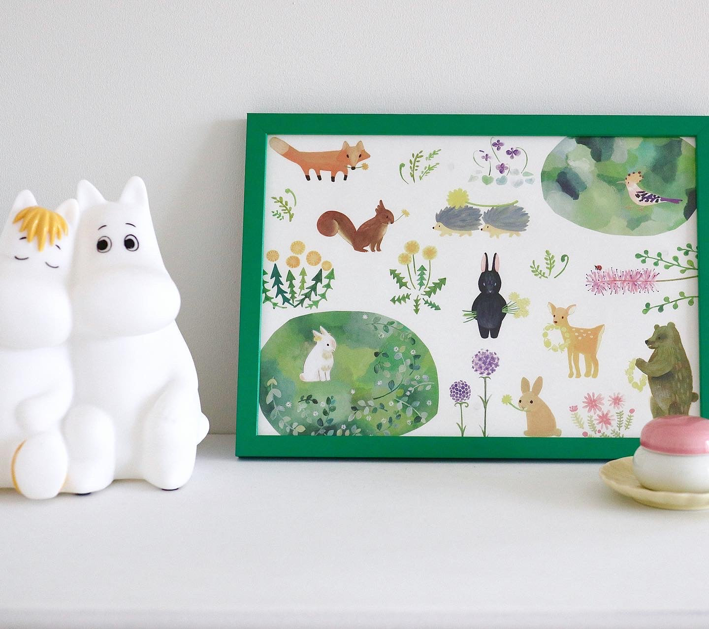 Forest animals in colored frame