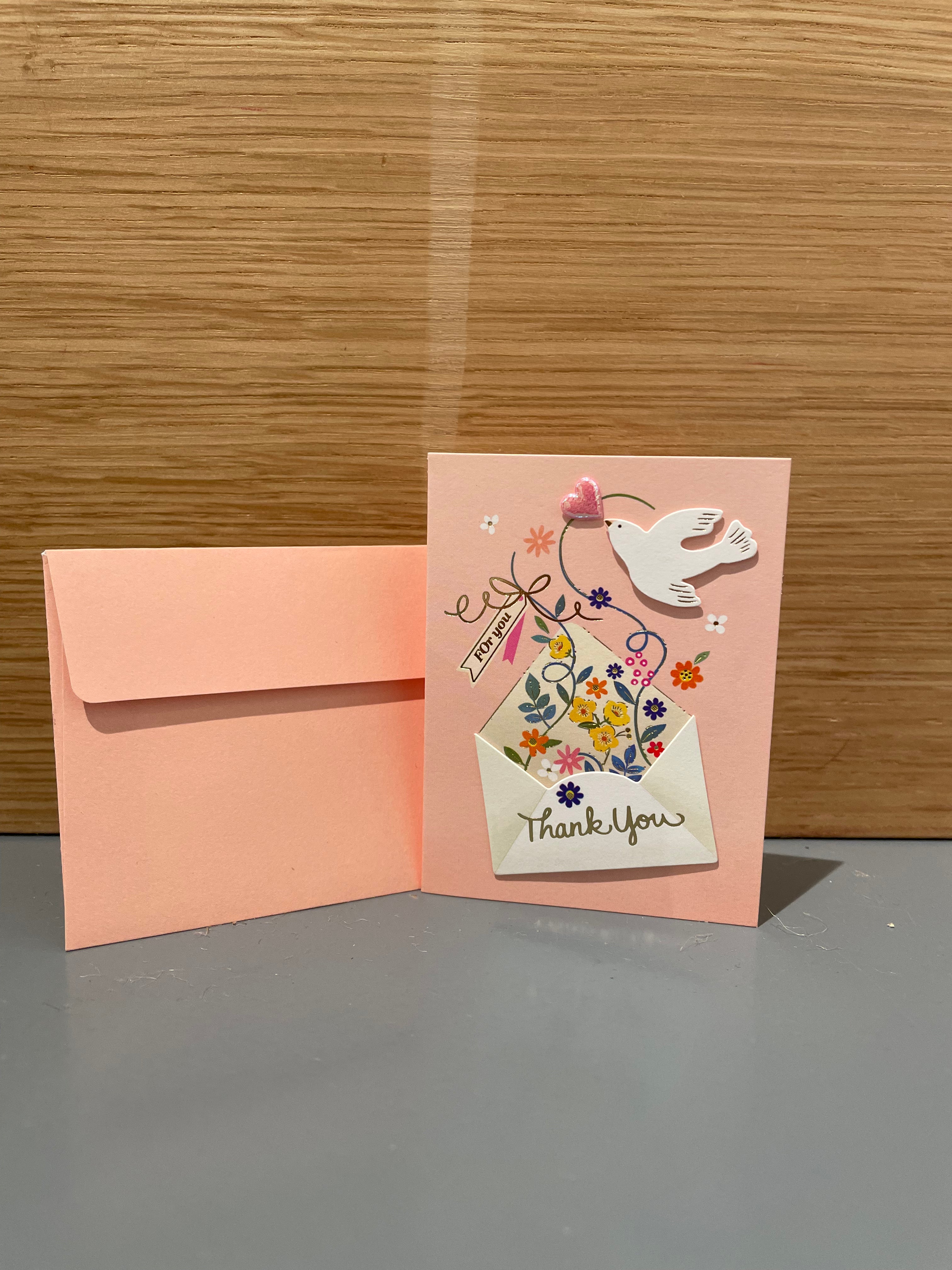 Japanese thank you card - envelope filled with flowers