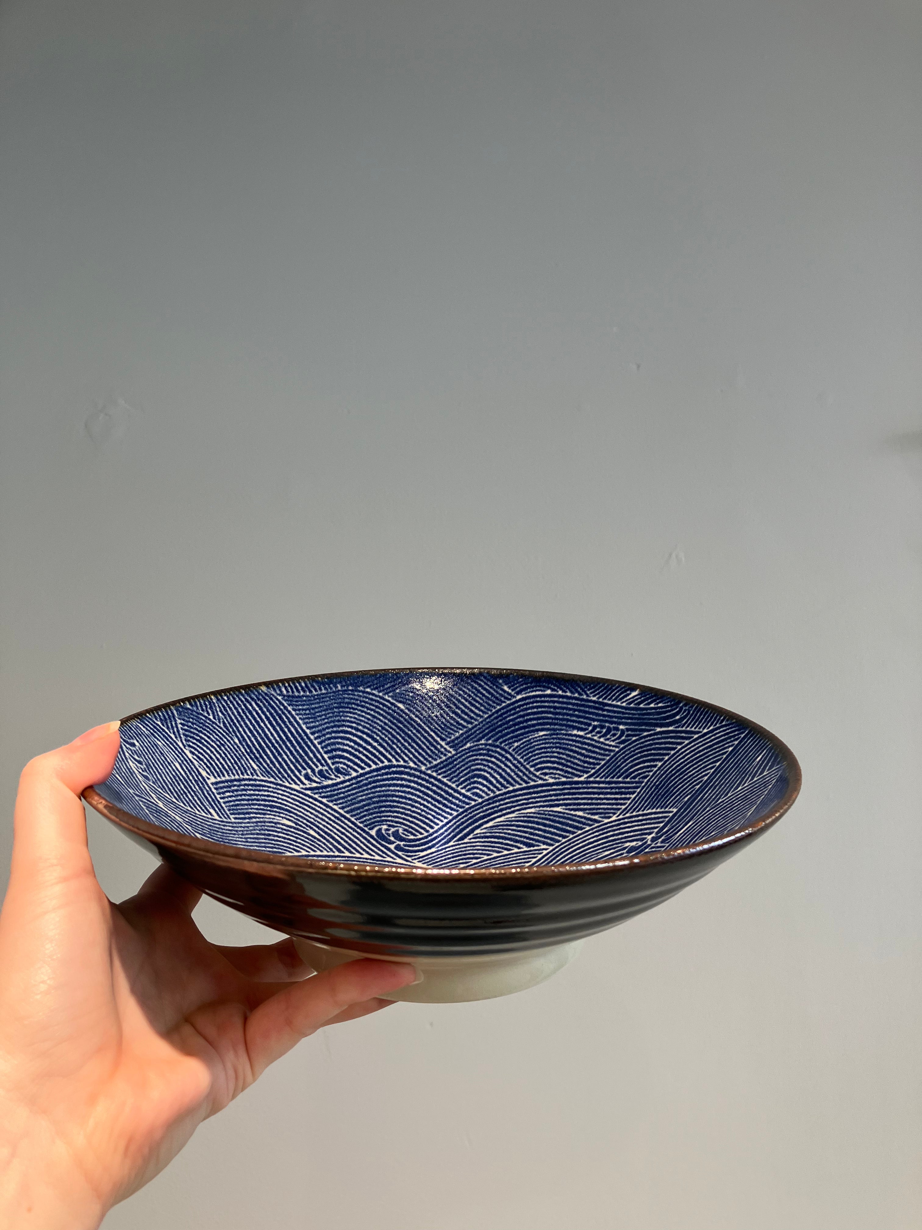 Dish/bowl with blue waves