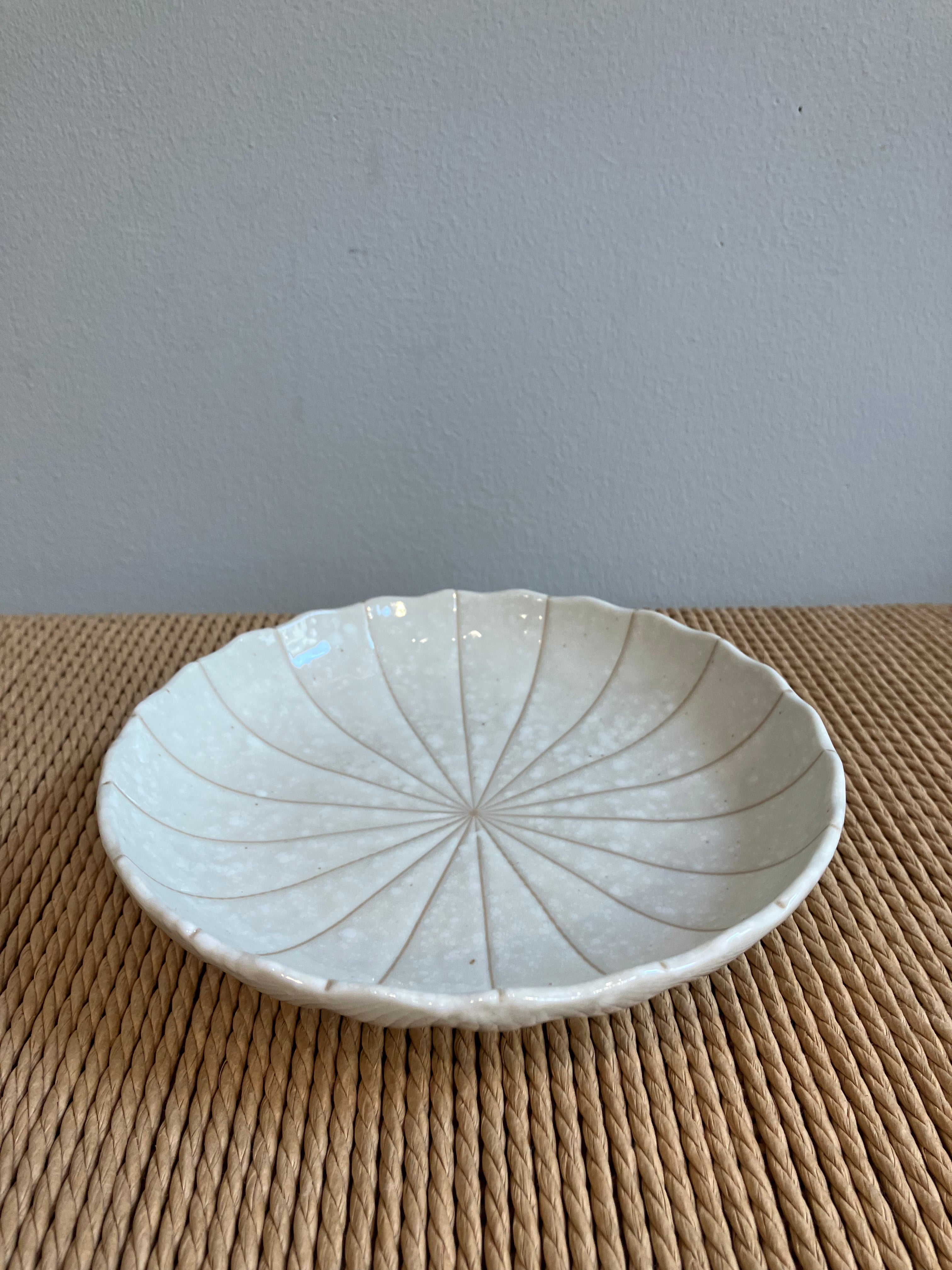 Lunch plate with beige glaze and brown stripes