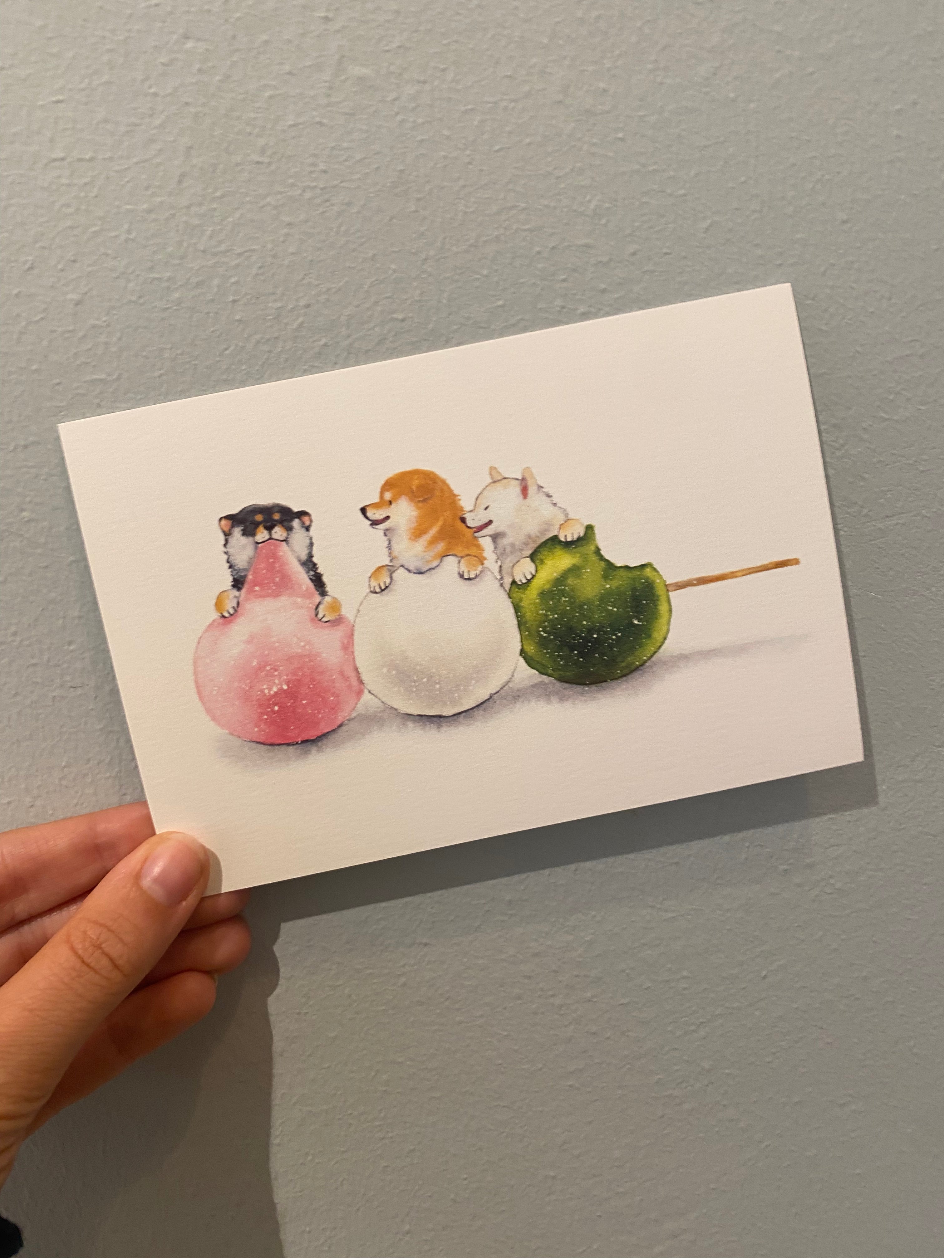 Card with Shiba and Japanese food