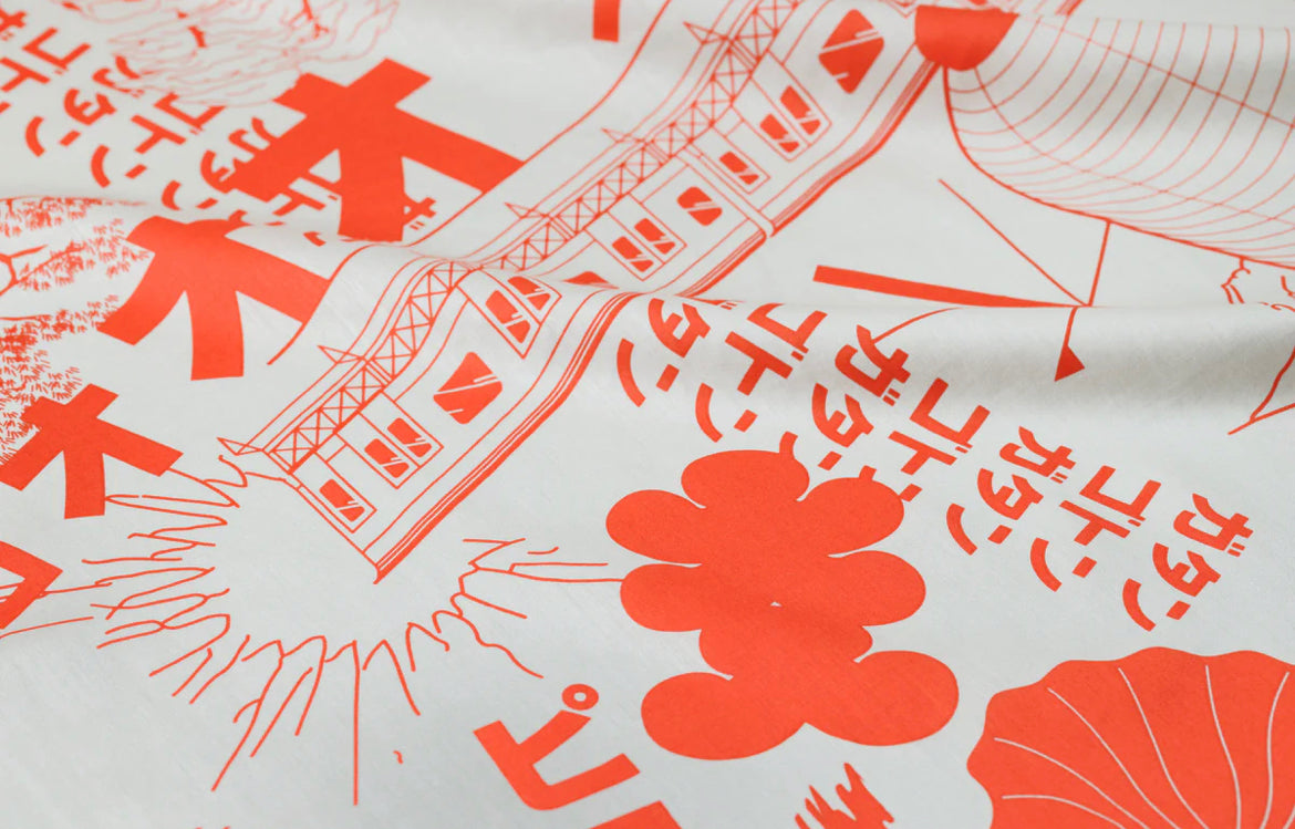 Japansk vægtæppe: Furoshiki med japanske motiver