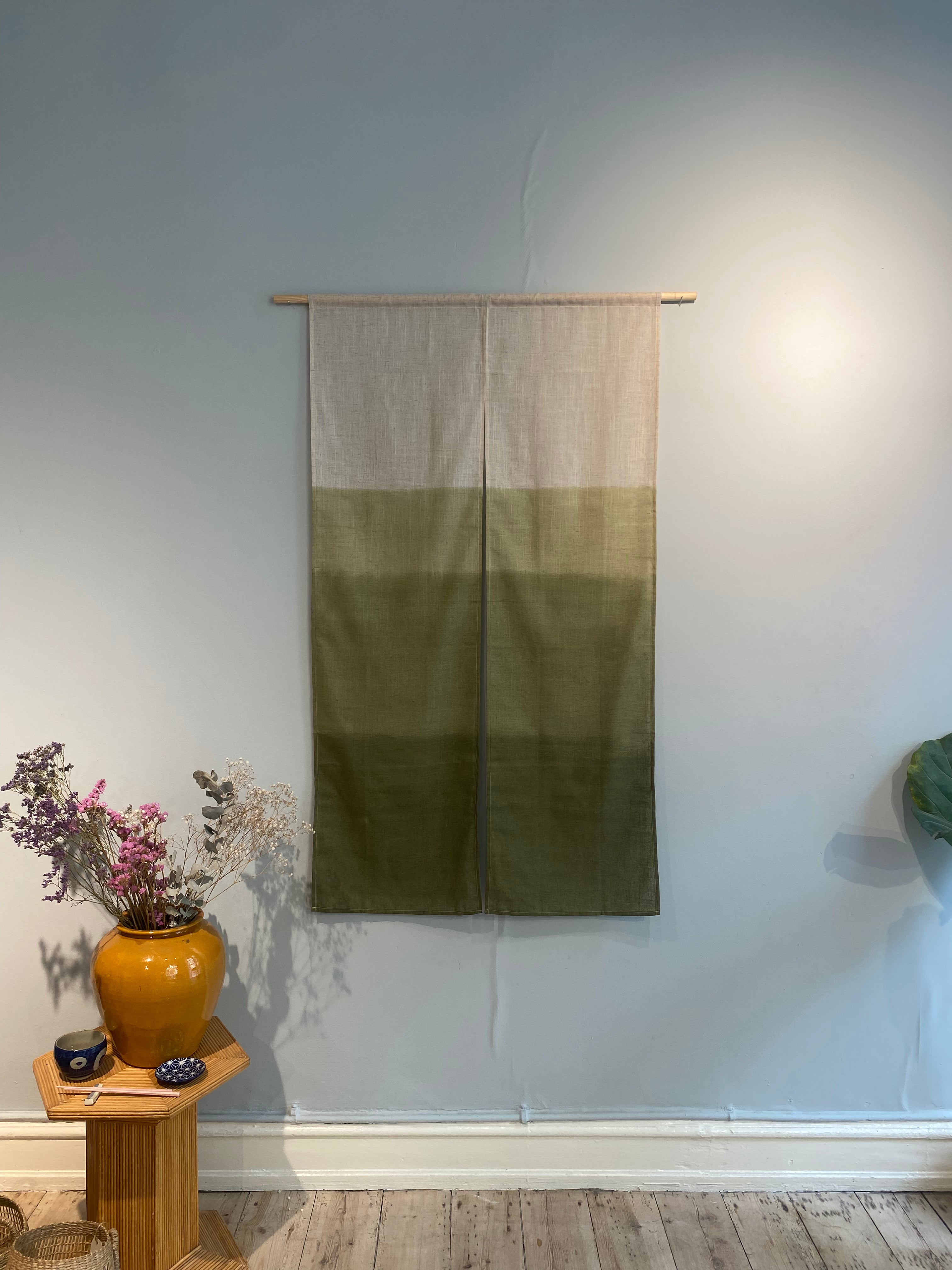 Japanese tapestry with green stripes