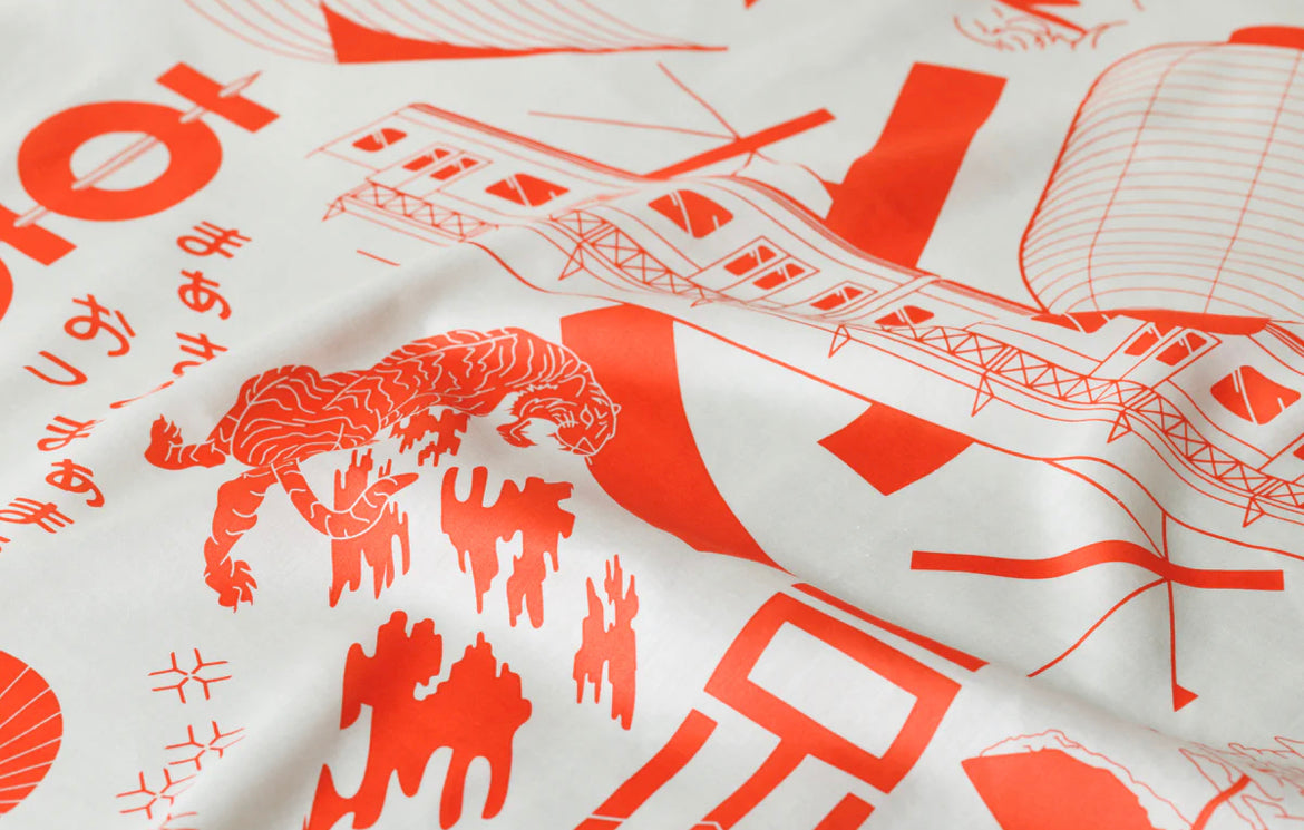 Japansk vægtæppe: Furoshiki med japanske motiver