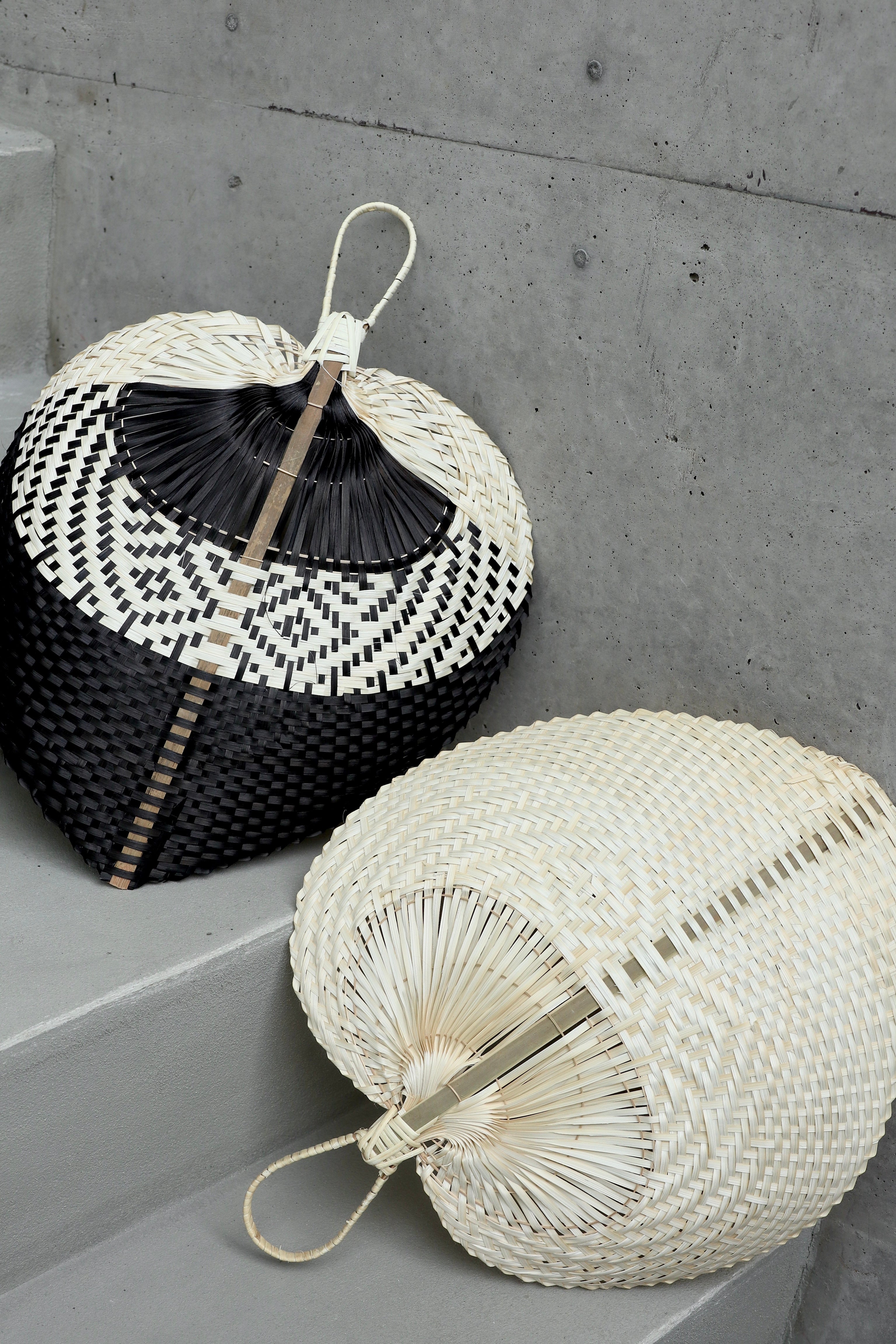 Hand-woven bamboo fan