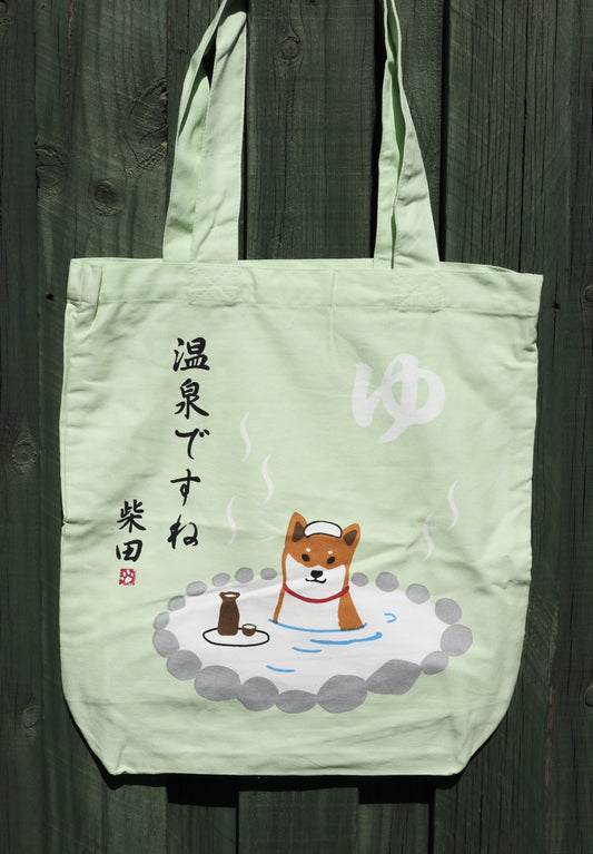 Tote bag med shiba i onsen - Sakura Copenhagen
