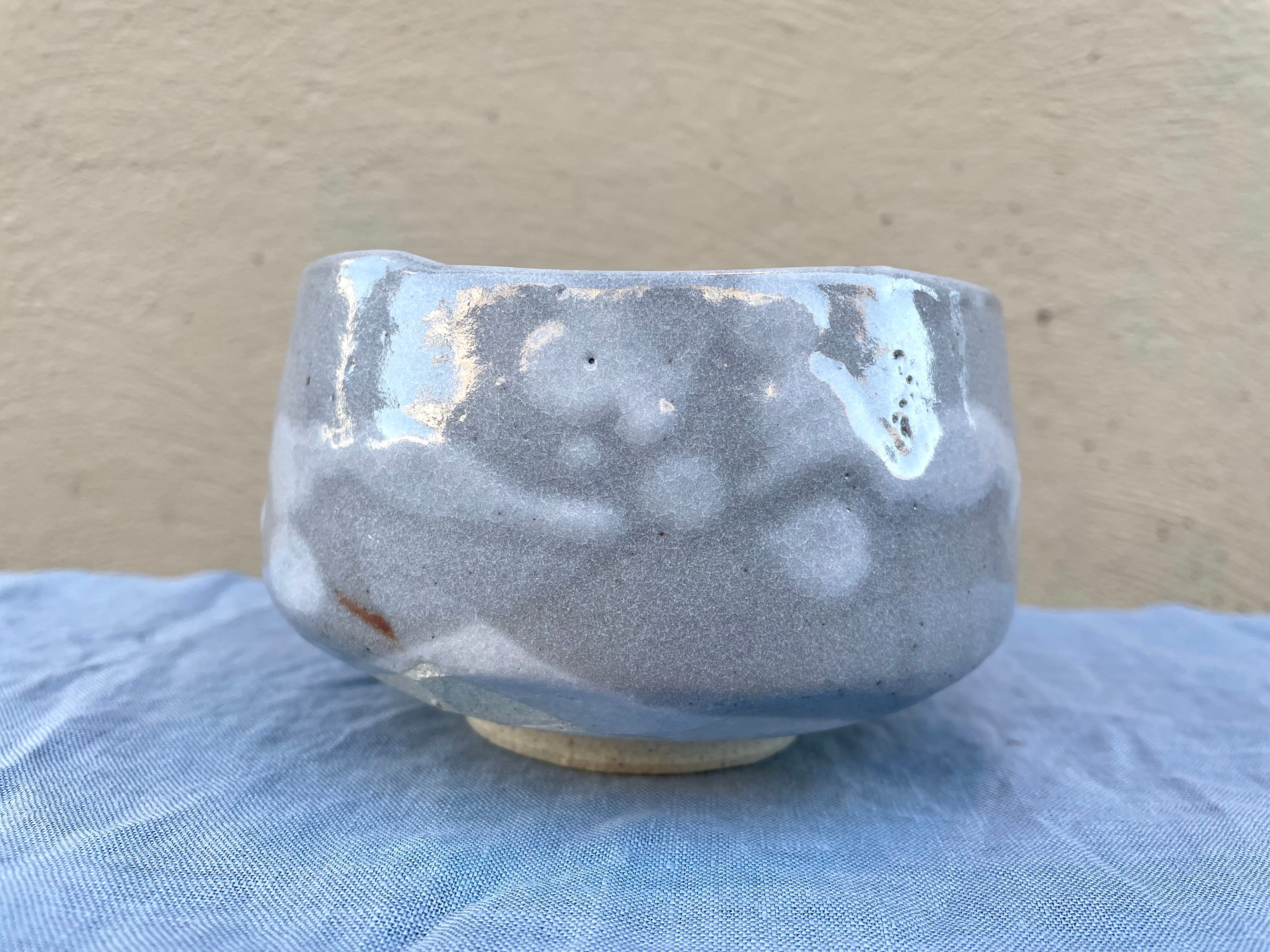 Handmade light gray matcha cup