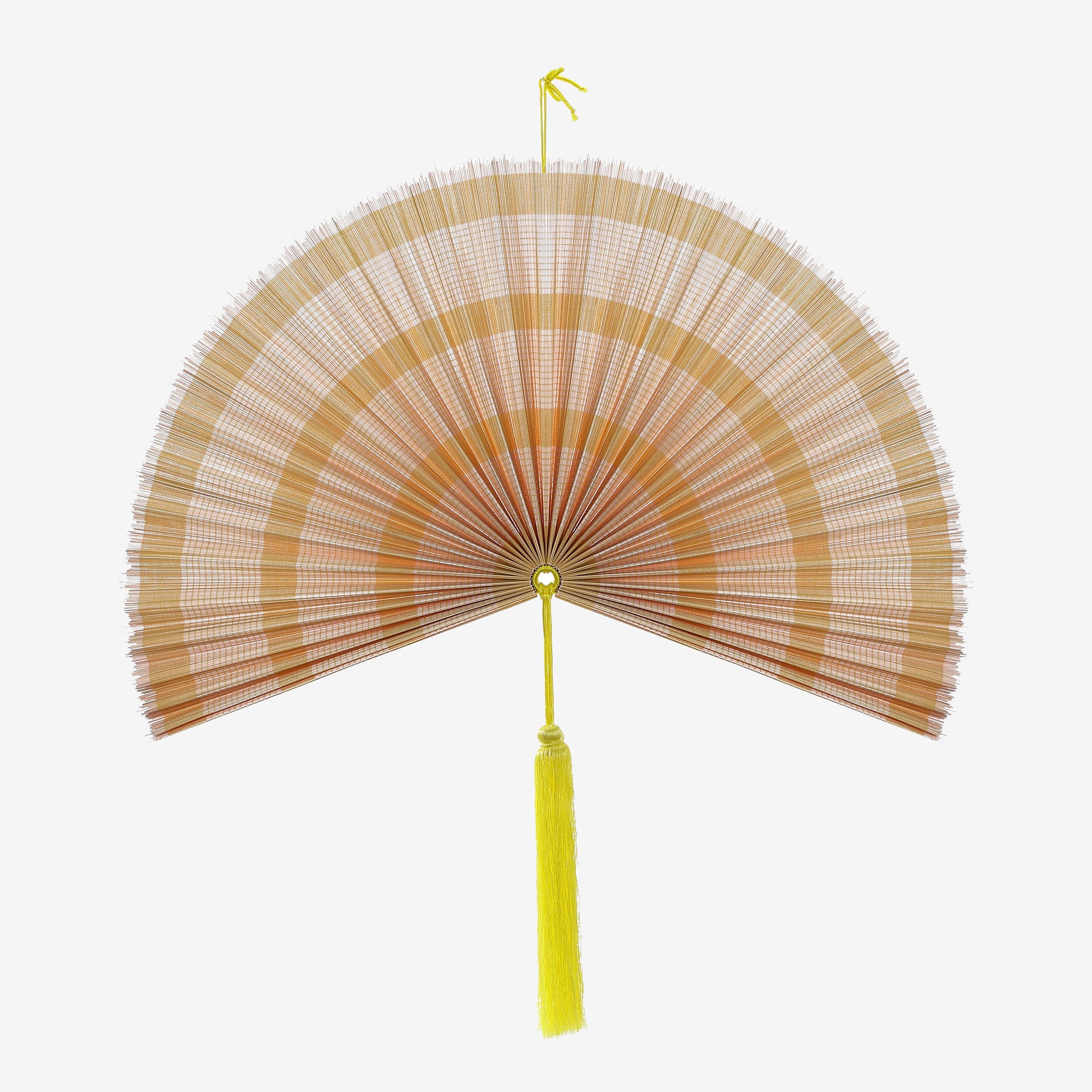 Handmade fan yellow and pink