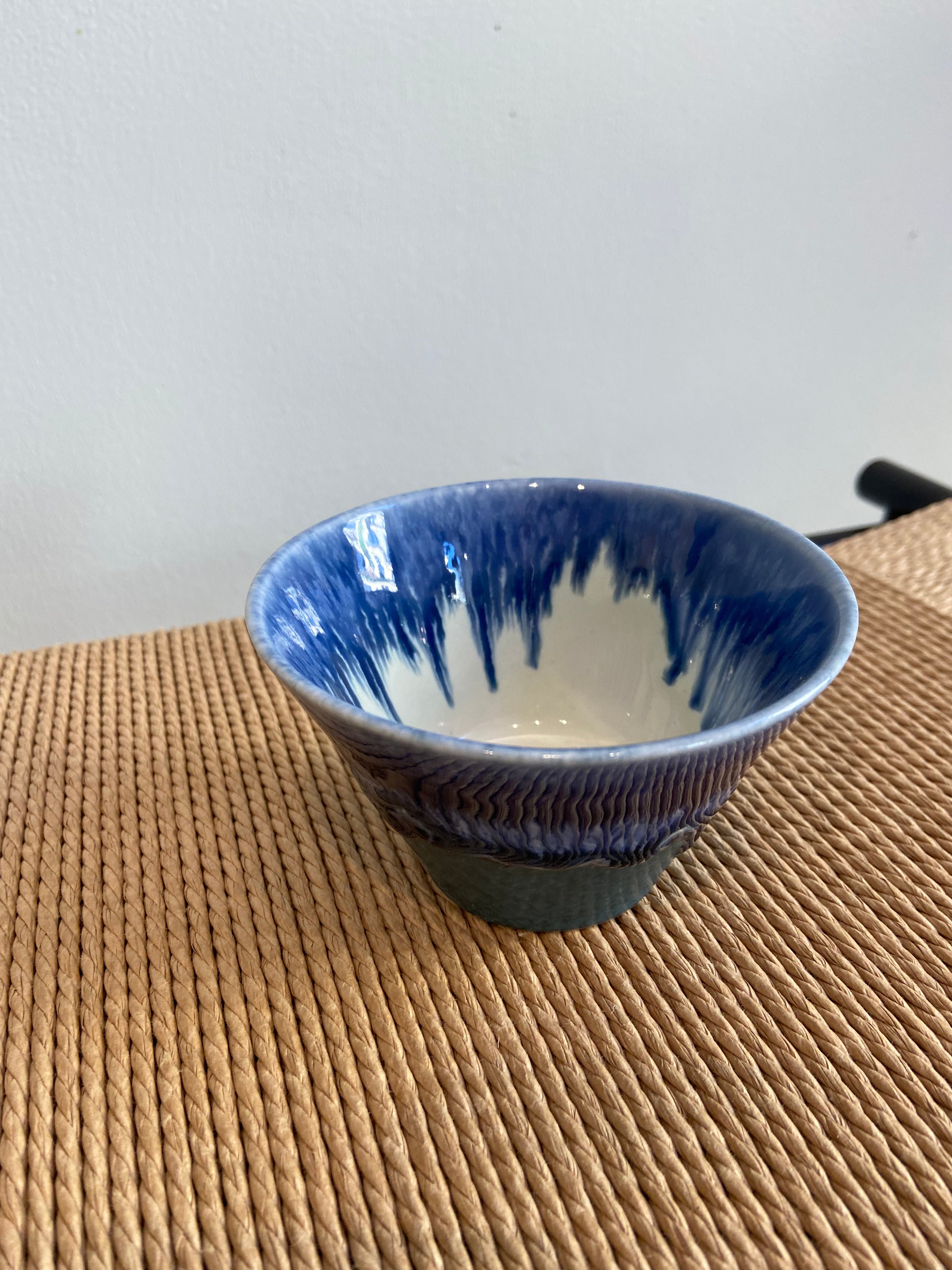 Handmade bowl with dark blue glaze